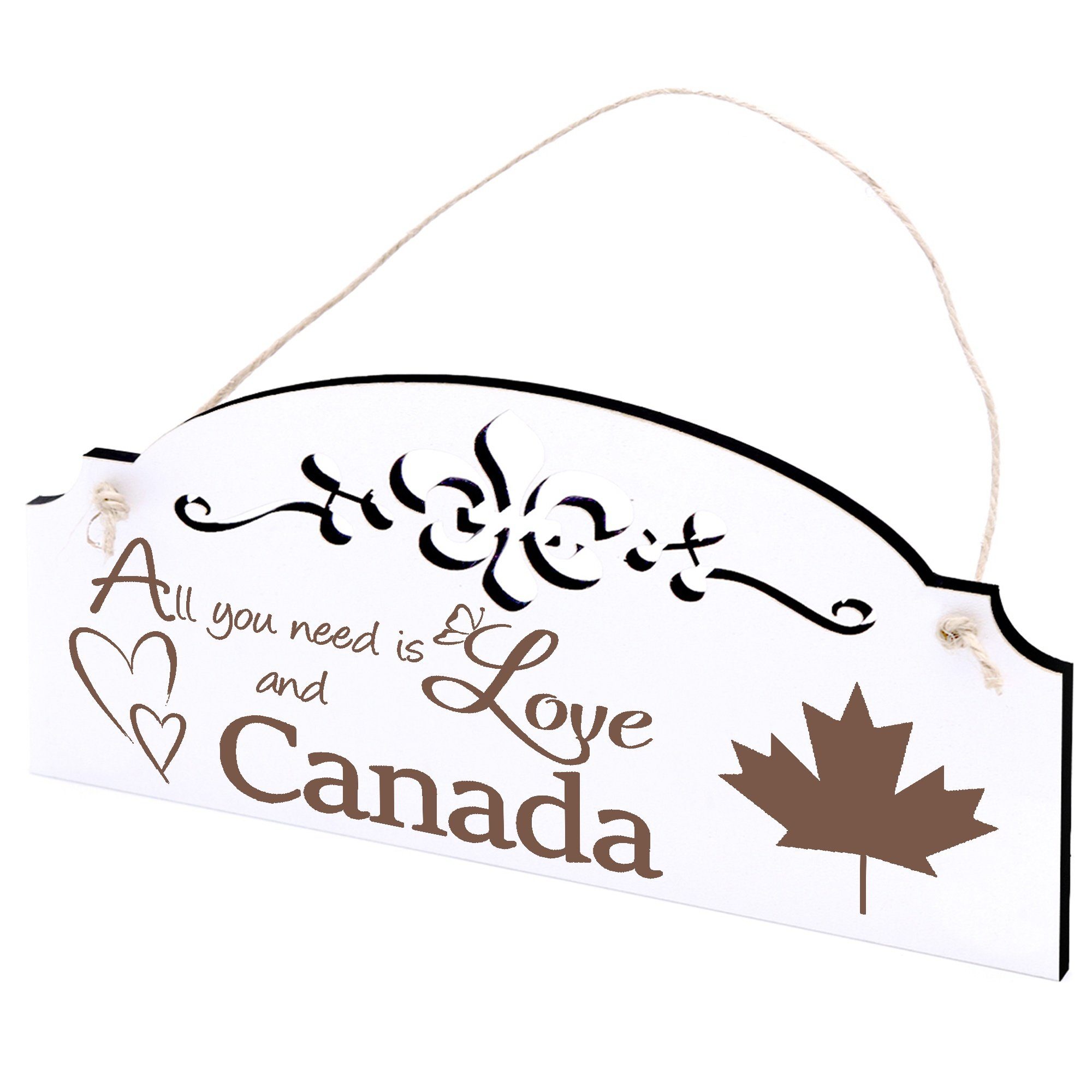 Dekolando Hängedekoration Fahne Canada Deko 20x10cm All you need is Love | Dekohänger