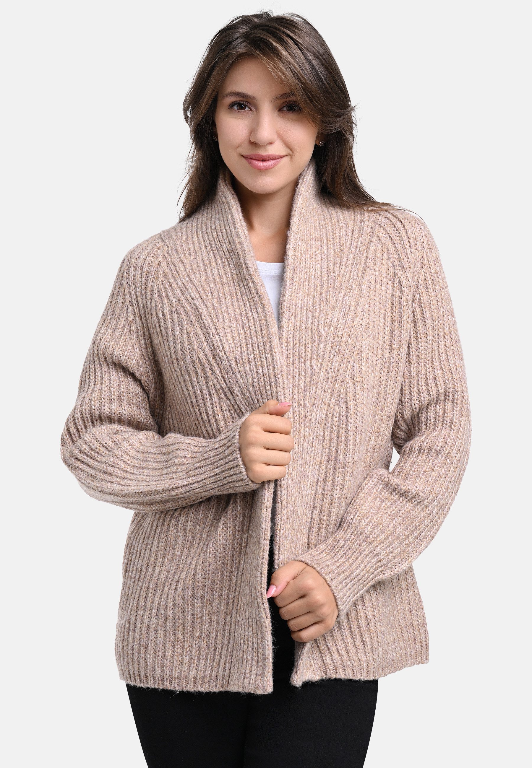 BICALLA Cardigan Strick-Cardigan in Sand (1-tlg)