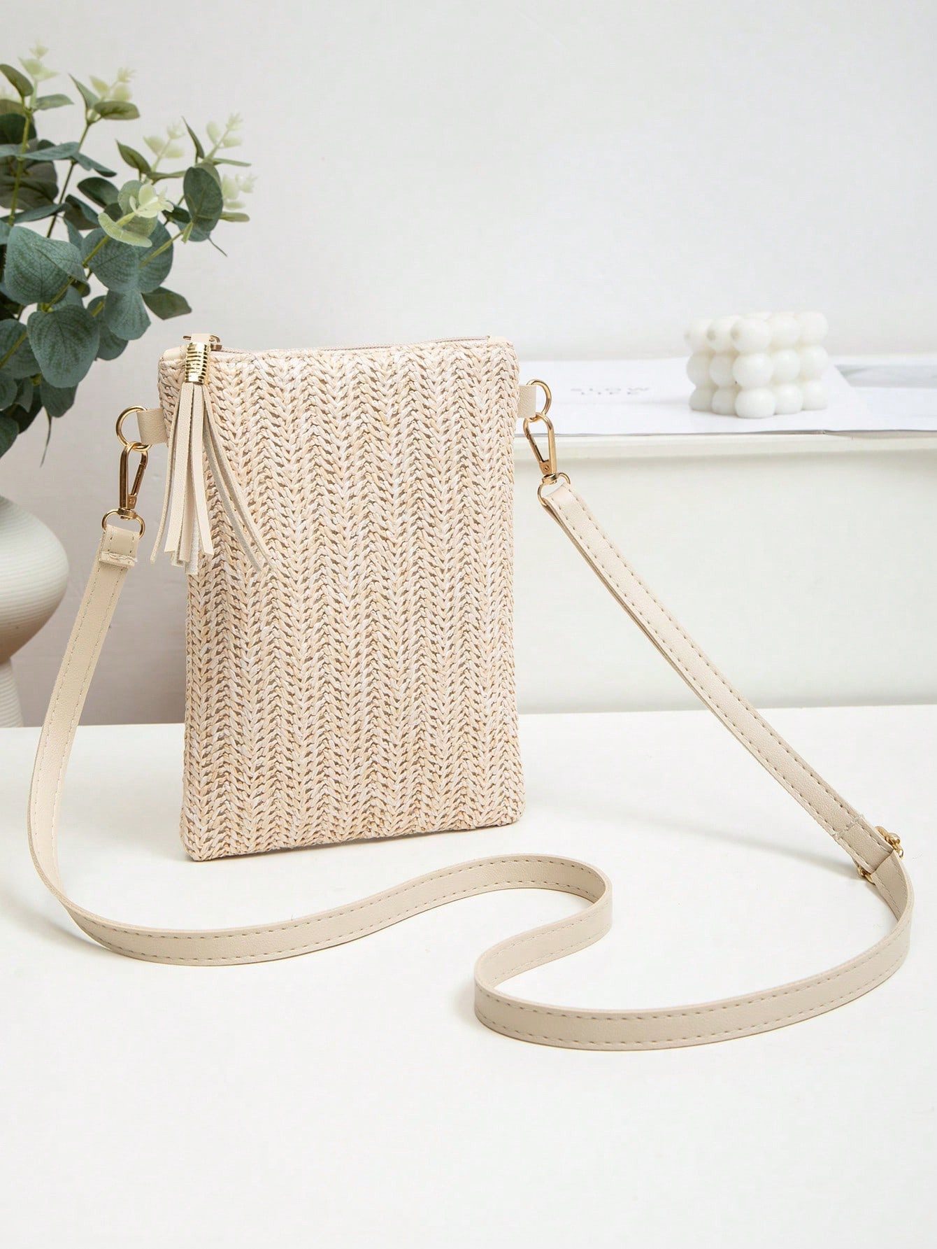 Zaewry Handtasche Damen Durchbrochen Blumen, Gewebte Blumen Umhängetasche, Crossbody Bag für Arbeit Schule Shopper Lässige Täglich