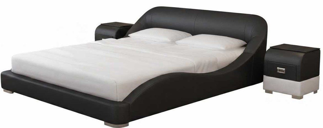 Xlmoebel Polsterbett Modernes schwarzes Luxus Bett mit Nachttischen Luxus Design (3-tlg., 3-tlg)