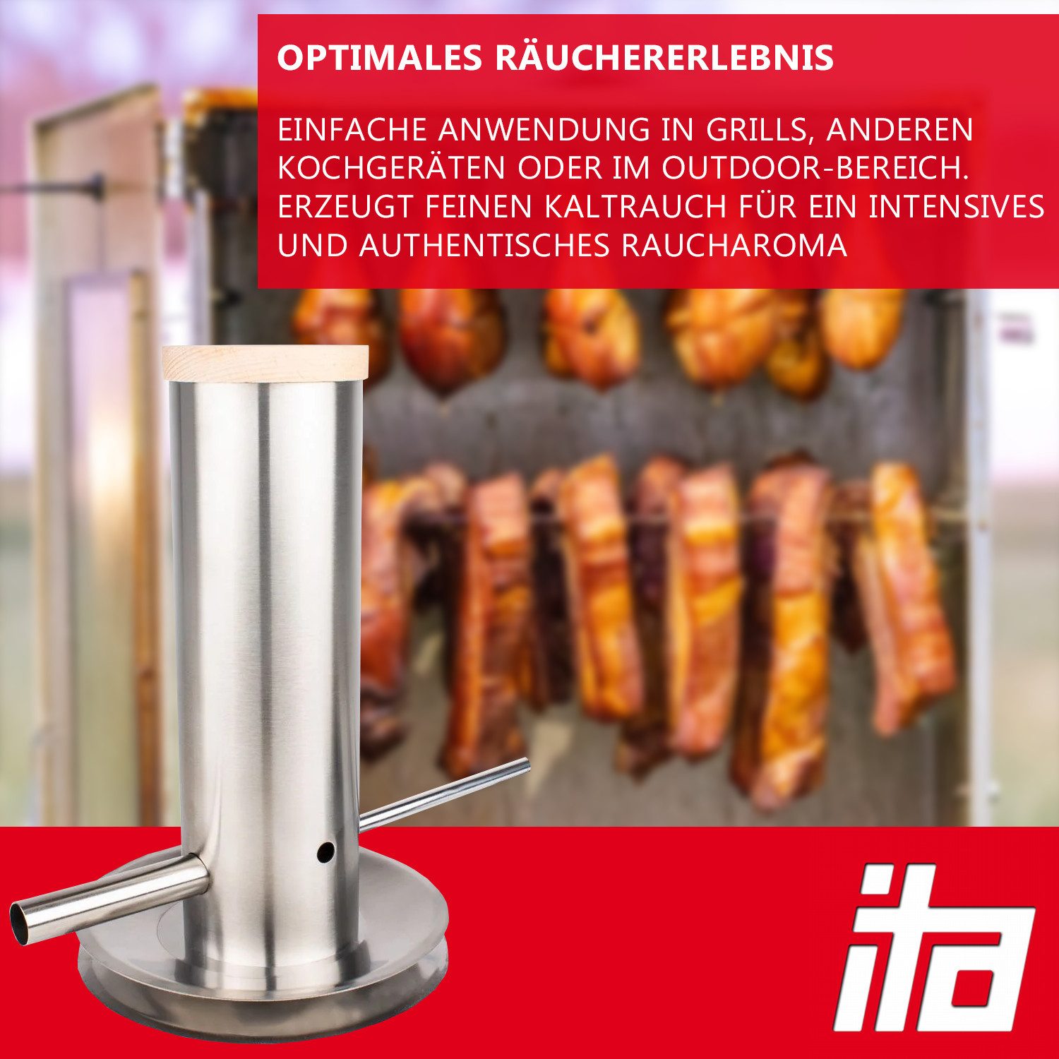 ITA Räucherofen Kaltrauchgenerator aus Edelstahl Raucherzeuger für Räucheröfen Smoker, 1-St., Rauchgenerator zum Kalträuchern von Fisch, Fleisch, Käse
