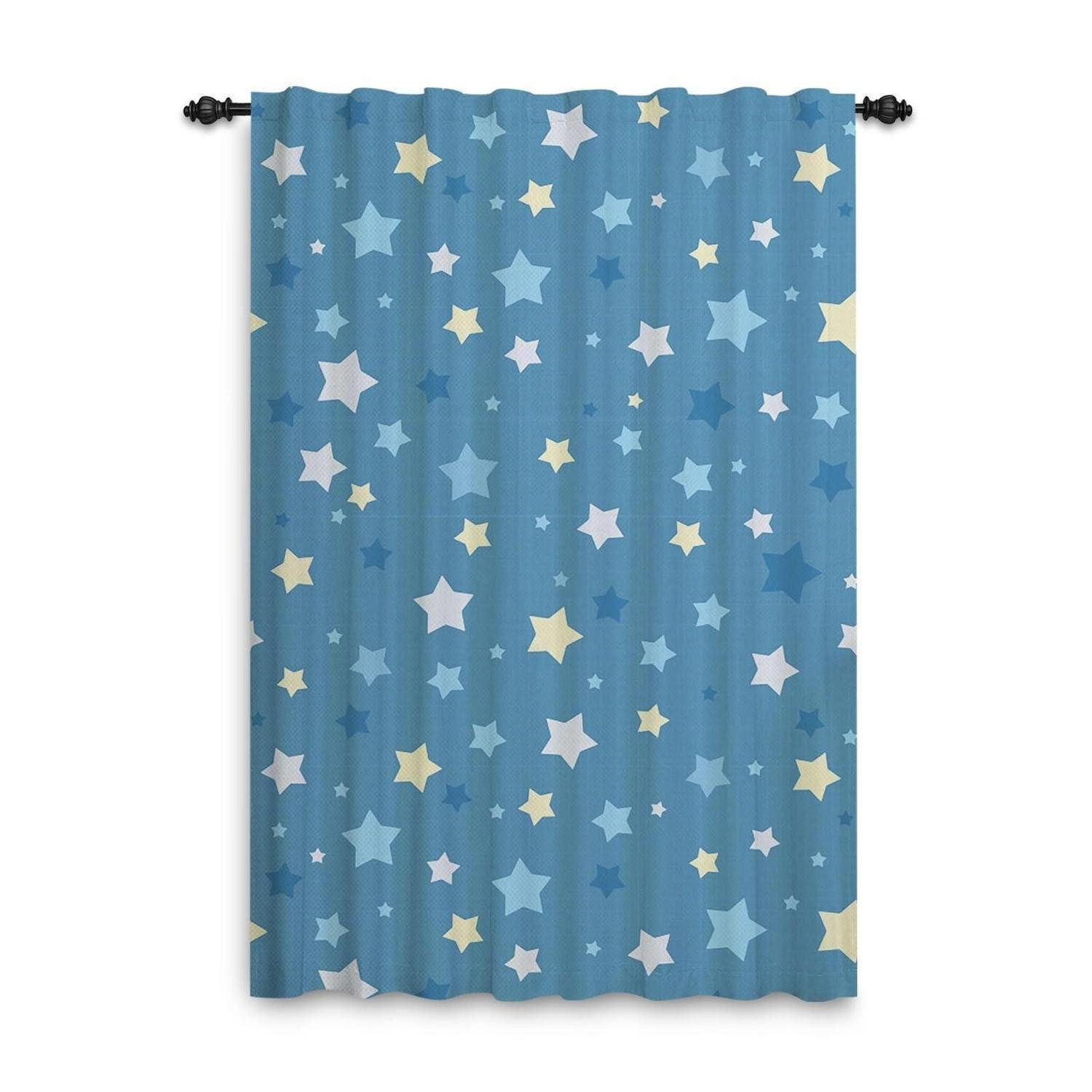 LuxusKollektion Türvorhang Kinder Stern Vorhänge Blau 107x160cm (1 St)