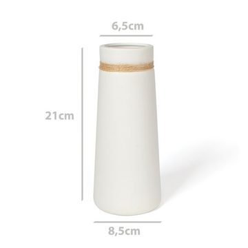 flature Tischvase Keramik Vase Weiß Boho Style - für Pampasgras und Blumen