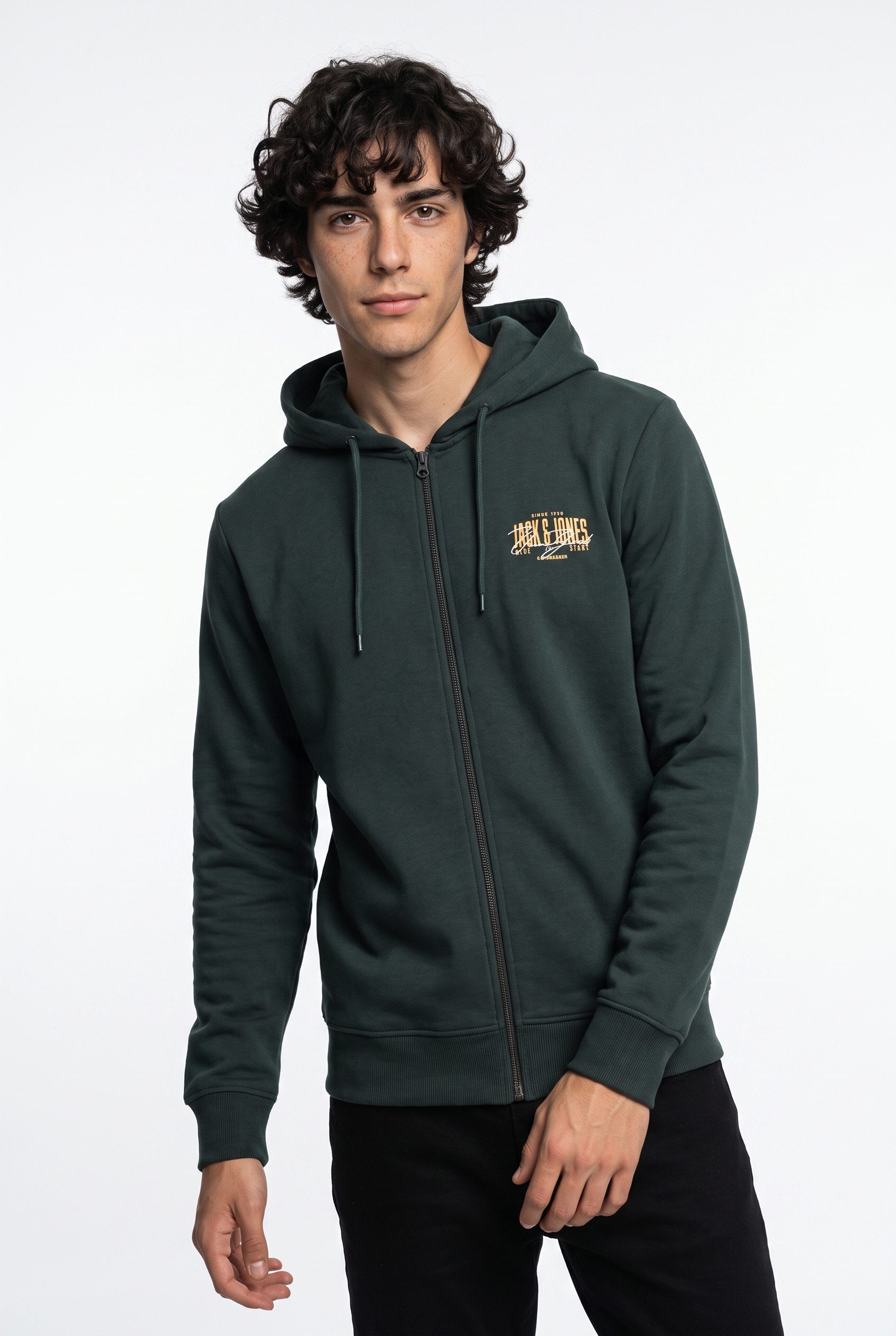 Jack & Jones Kapuzensweatjacke JJAERO SWEAT ZIP HOOD Materialmix, regular fit