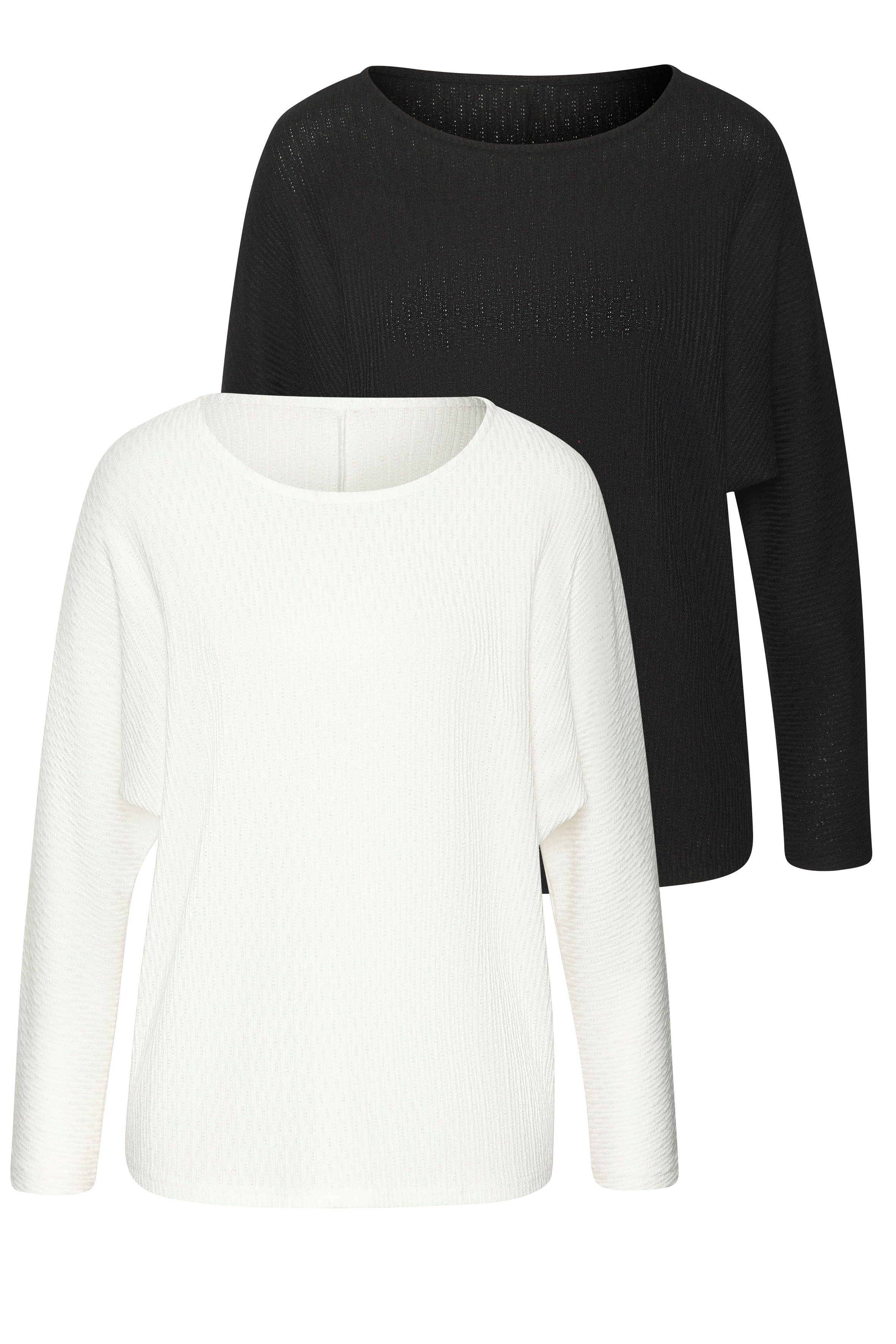Vivance Langarmshirt in modischer Struktur-Optik (2er-Pack) günstig online kaufen