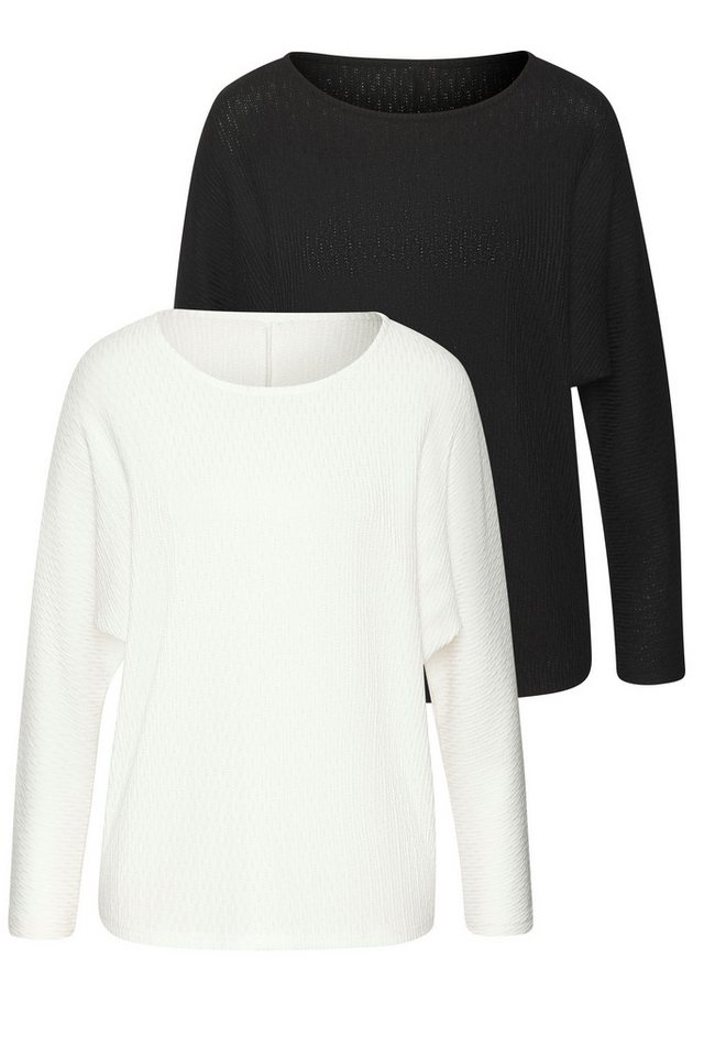 Vivance by Lascana Langarmshirt in modischer Struktur-Optik (2er-Pack) aus pflegeleichter Strickqualität mit Viskose
