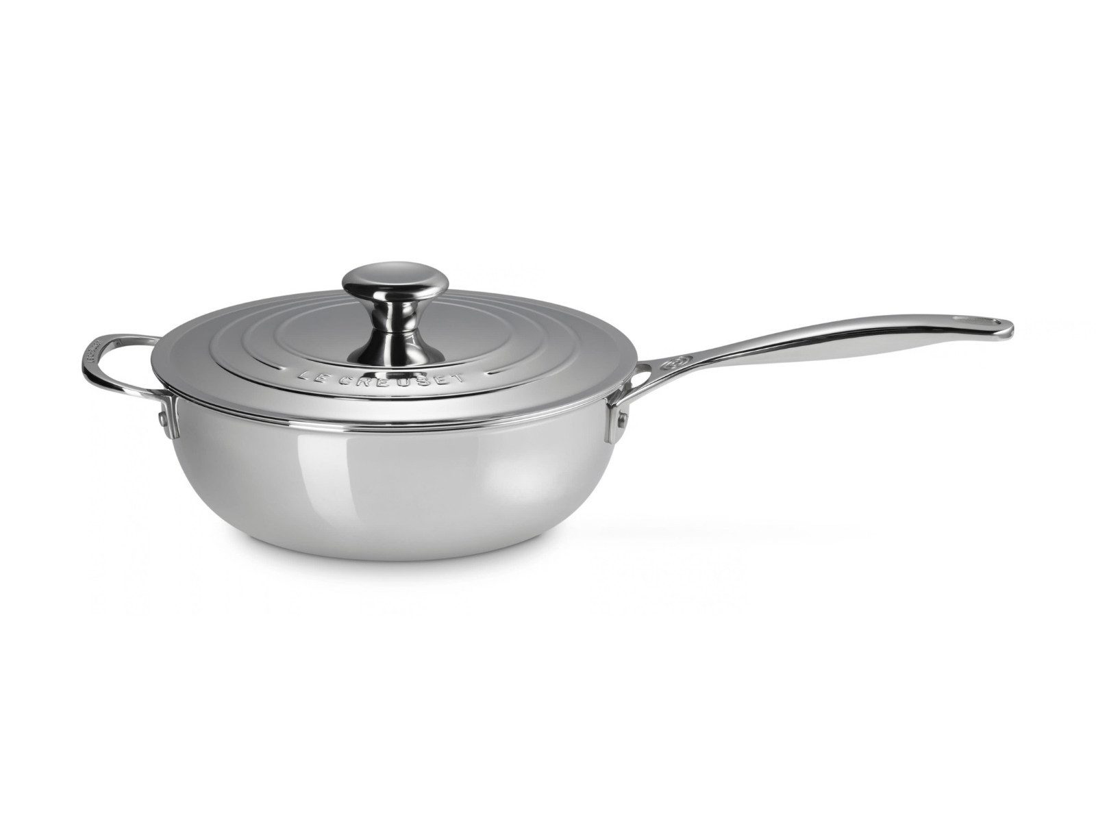 LE CREUSET Bratpfanne 3-Ply Plus Sautépfanne rund mit Deckel 24cm