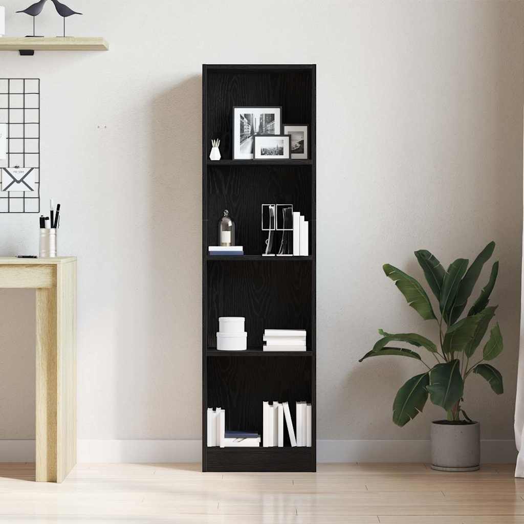 vidaXL Bücherregal Bücherregal Schwarz Eichen-Optik 40x24x143 cm Holzwerkstoff, 1-tlg. – Bild 4 von 5