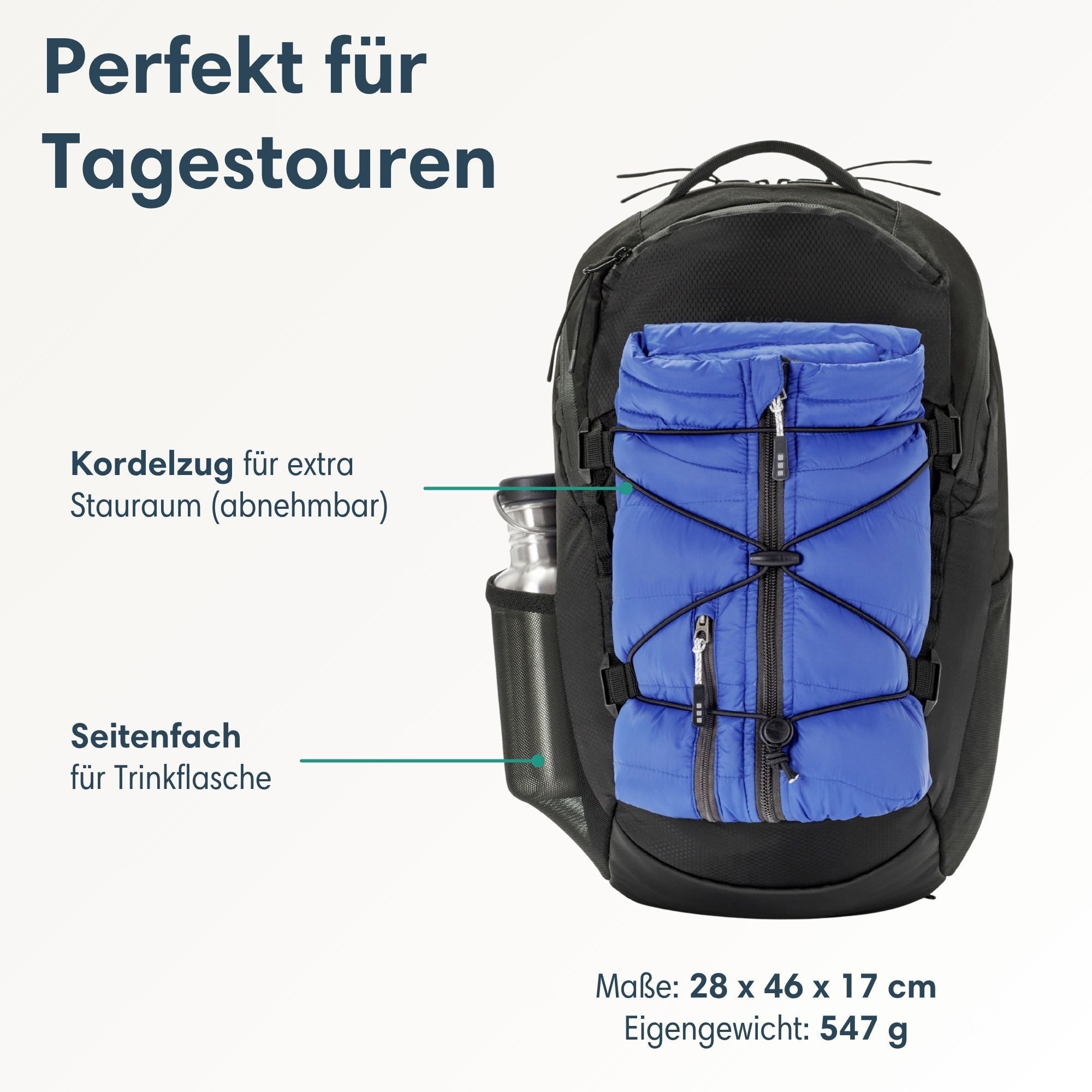 LARKSON Wanderrucksack Klint Small Rucksack 19 L mit Trinkblasenöffnung (1-tlg), Outdoorrucksack für Radfahren, Bergsteigen, Wandern, Camping