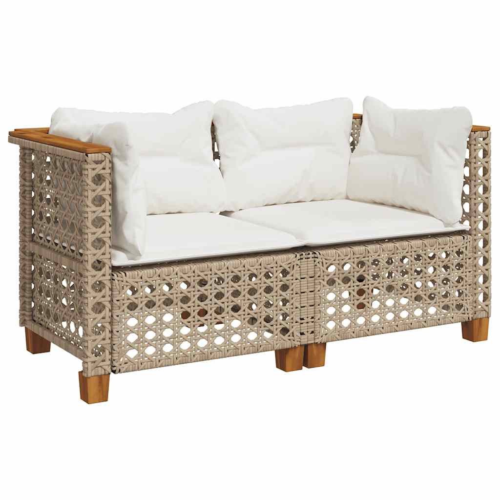vidaXL Gartenbank NA Gartenbank Gartensofa Loungesofa mit Kissen Beige Polyrattan
