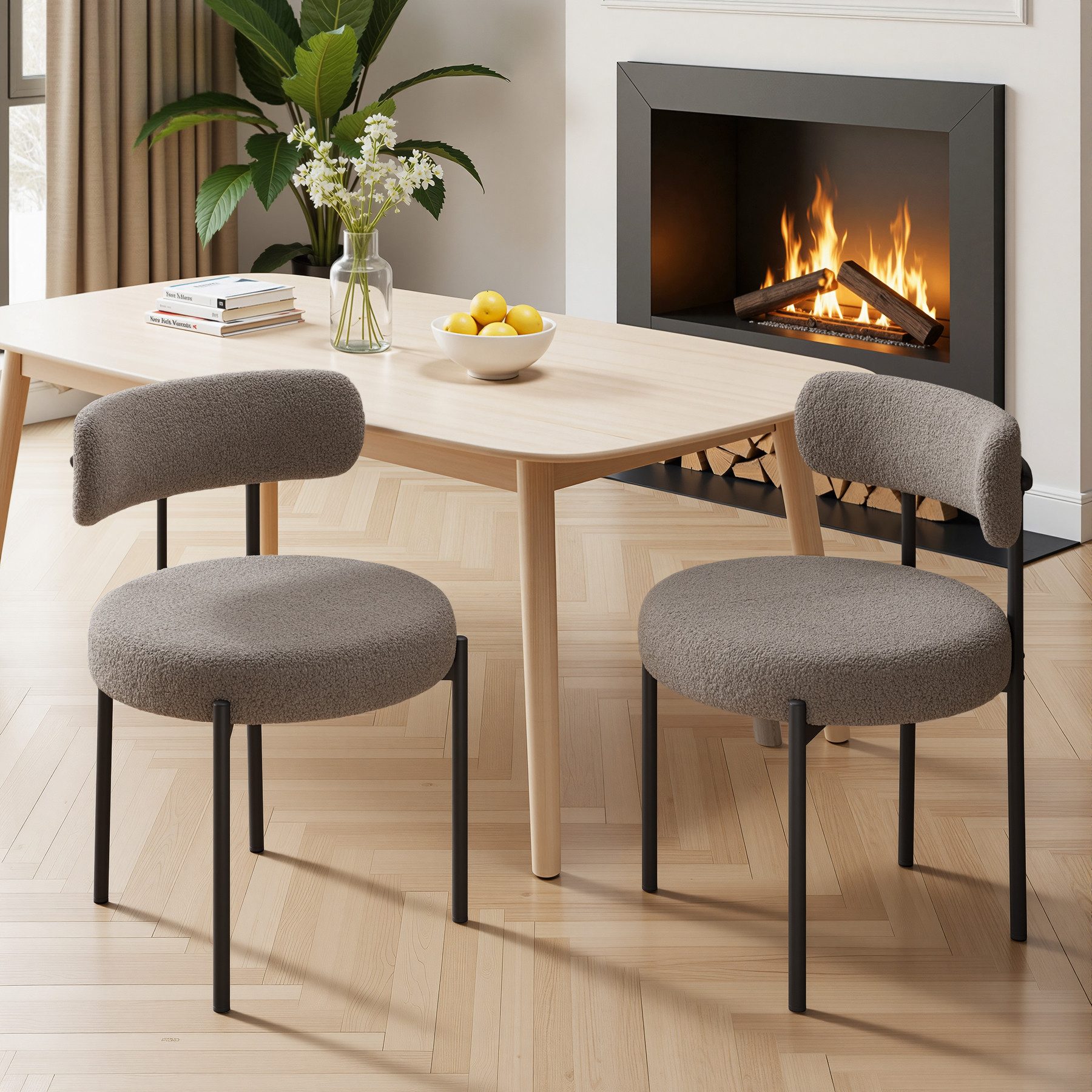 HawthyHome Esszimmerstuhl Runder Polsterstuhl mit Metallgestell, Wohnzimmerstuhl, Küchenstuhl (2 St), 2er Set