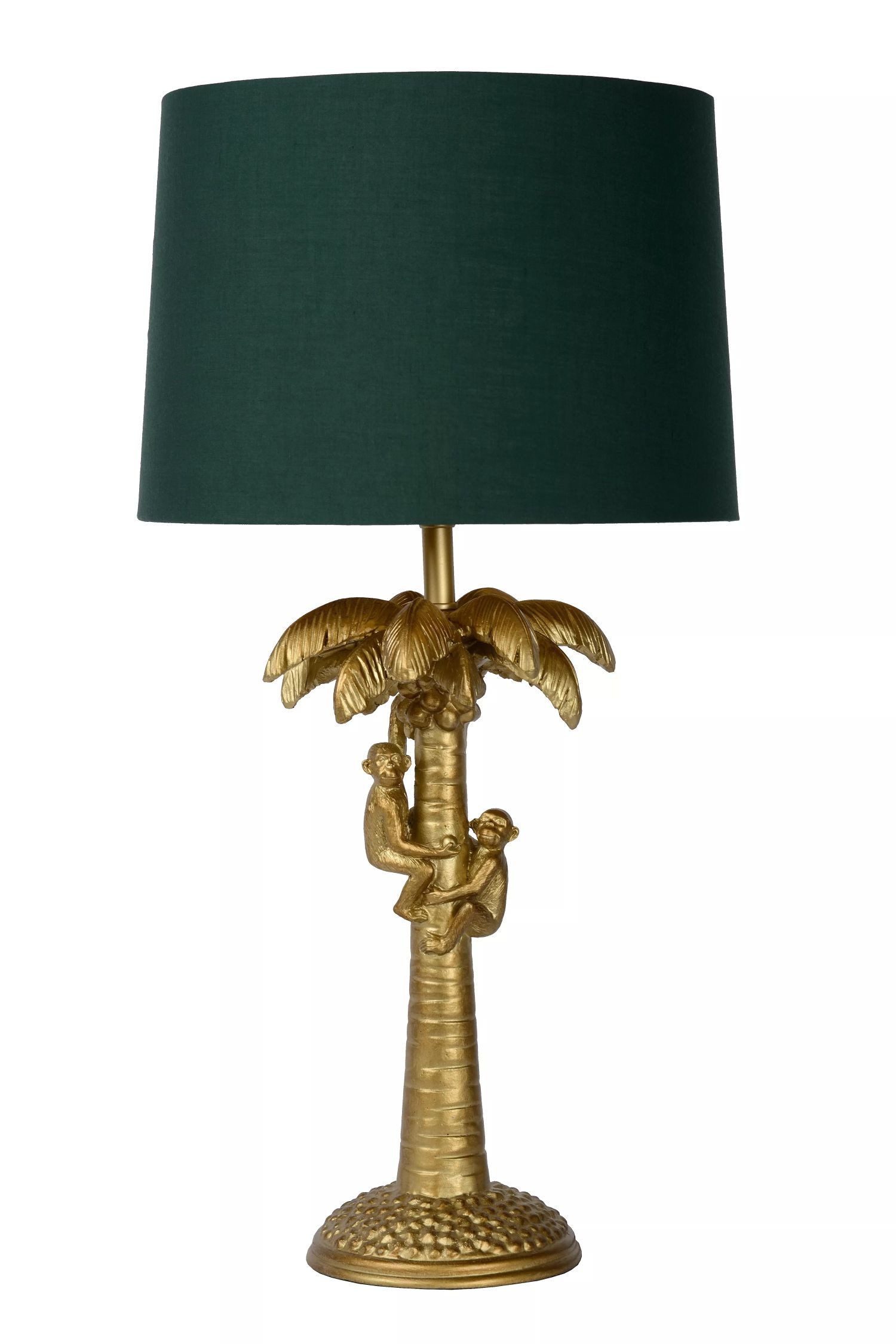 Licht-Erlebnisse Nachttischlampe UVIRA, ohne Leuchtmittel, Stoff E27 D: 30,5 cm 57,5 cm in Gold Grün rund Modern