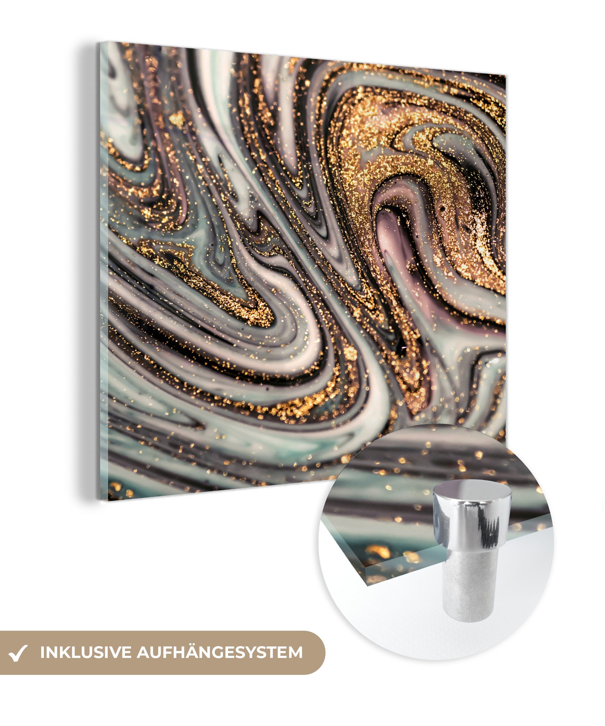 MuchoWow Acrylglasbild Marmoroptik - Gold - günstig online kaufen