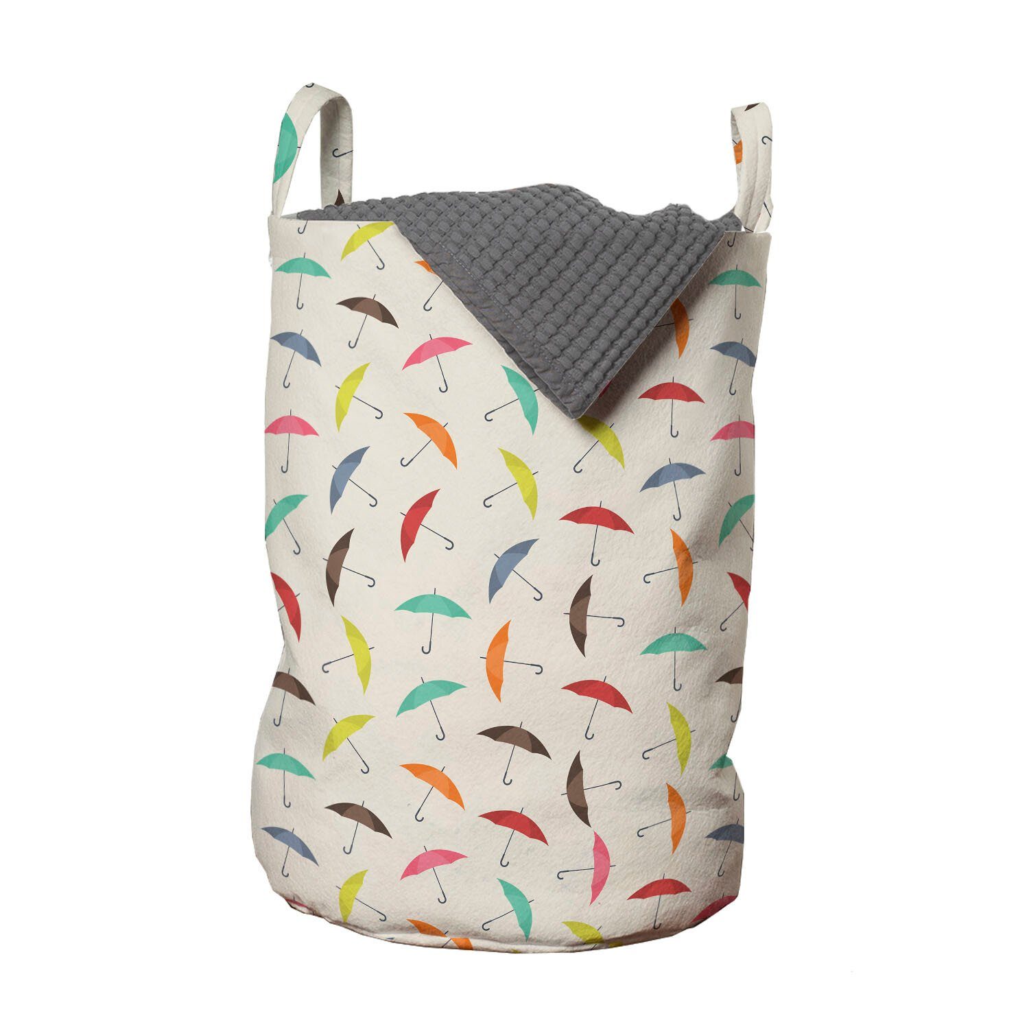Abakuhaus Wäschesäckchen Wäschekorb mit Griffen Kordelzugverschluss für Waschsalons, Regenschirm Rainbow Farbige Sonnenschirme