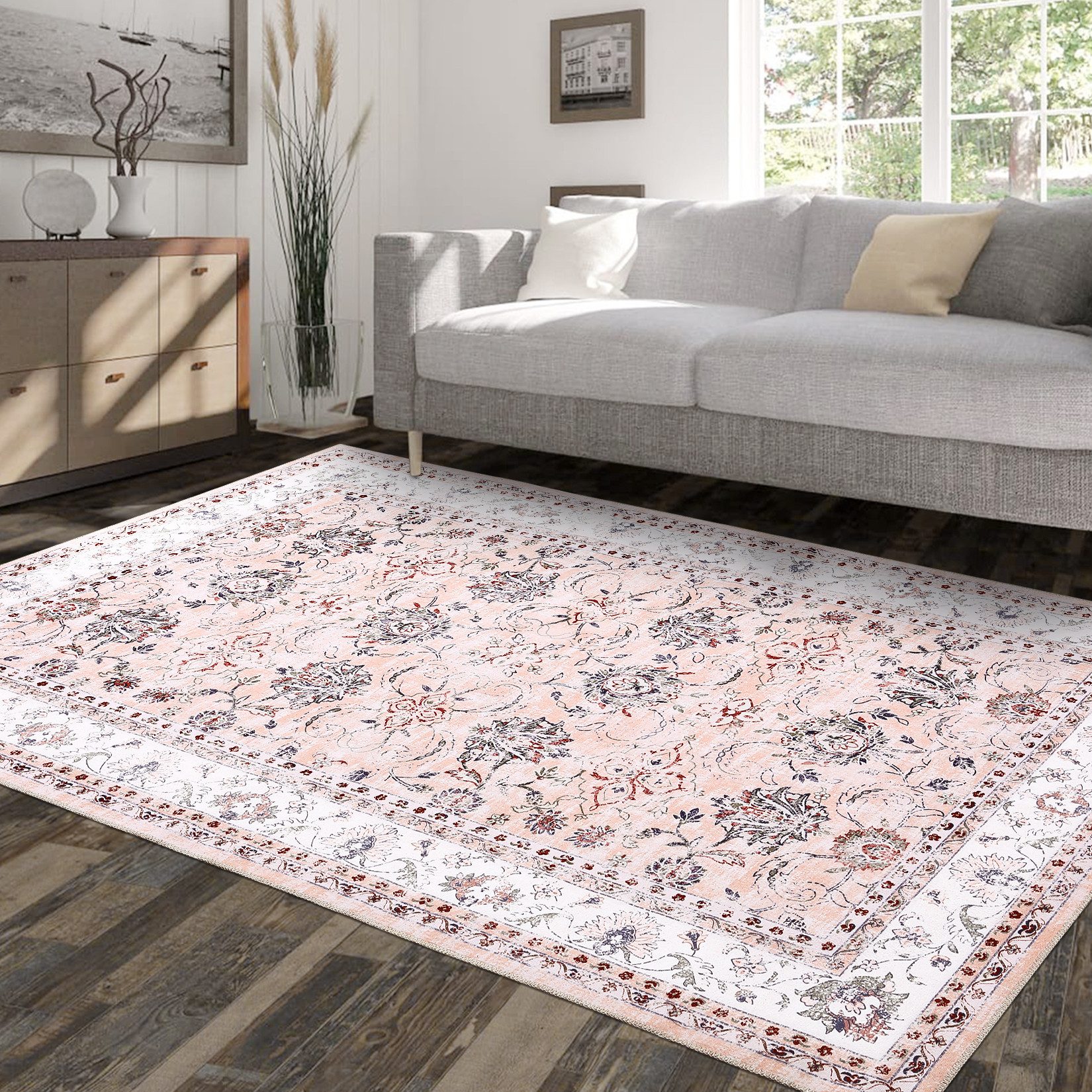 GarveeMore Kurzflor Orientteppich Designteppich Läufer Küchenläufer, Sofaläufer, rechteckig, Boho Deko Waschbar, Rutschfest, Wasser- und Schmutzabweisend