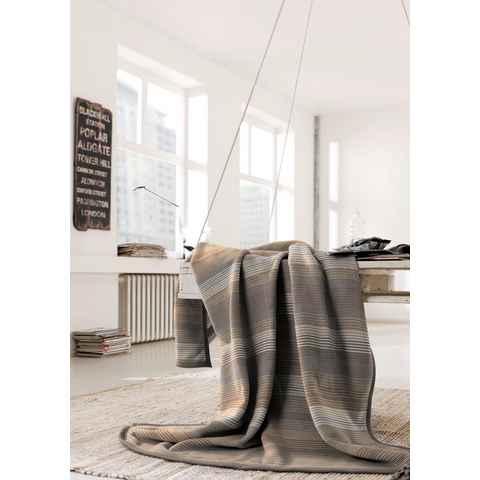 Wohndecke Cotton Home, Traumschloss, Steifen-Motiv - Lines beige