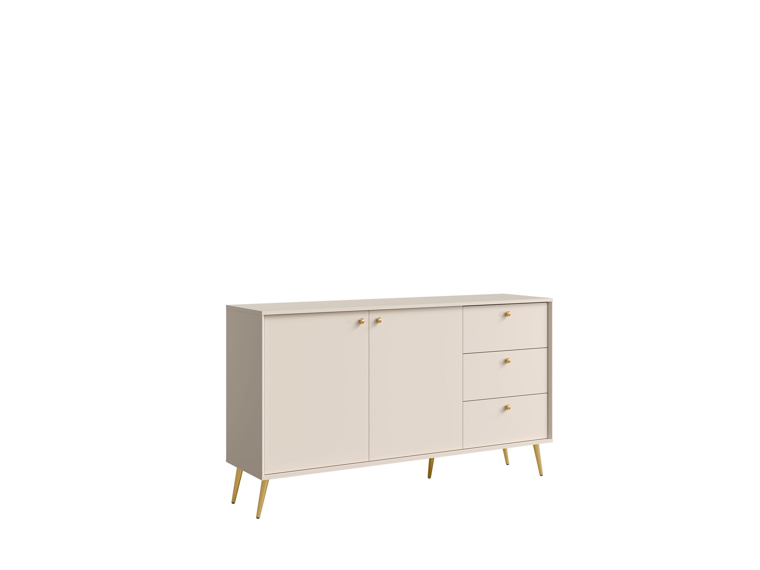 Raumhirsch Furniture Kommode Sideboard, Wohnschrank, Anrichte, praktisch Schrank (Maße: 156,2 x 40,5 x 89,2 cm (2-türig, 3 Schubladen), Metallbeine, Metallgriffe, stabile Konstruktion