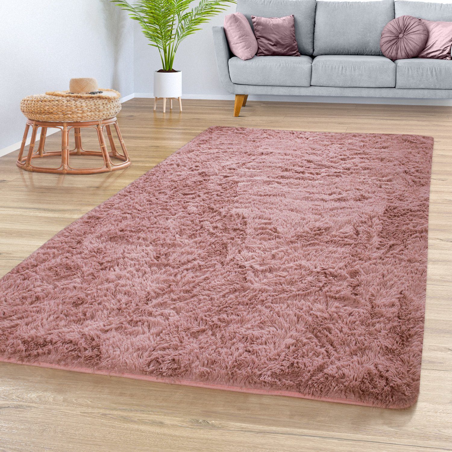 Hochflor-Teppich Teppich Wohnzimmer Hochflor Langflor Shaggy Weich, TT Home, Läufer, Höhe: 37 mm