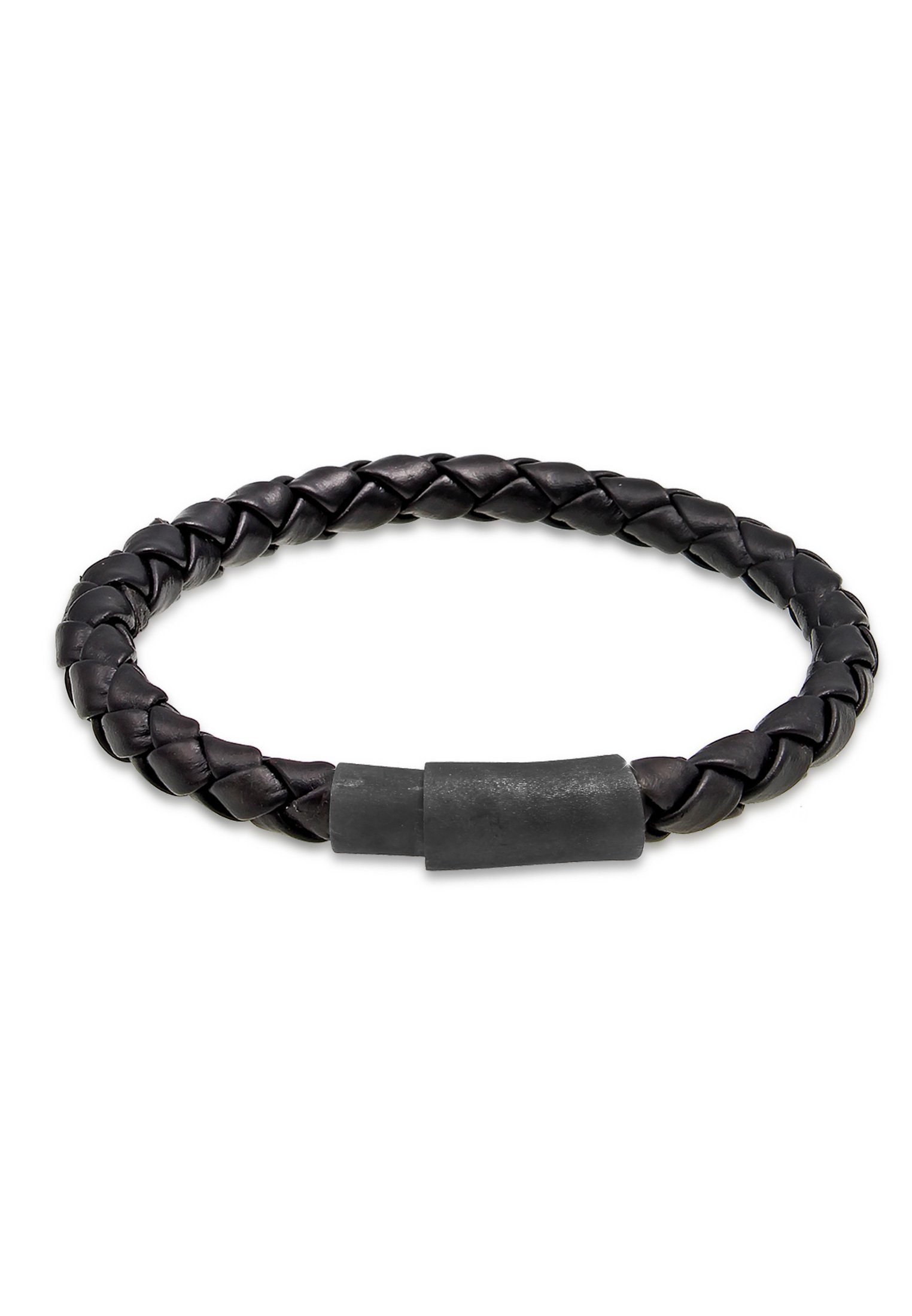 Lederarmband Herren Echtleder Rund Geflochten Magnetverschluss