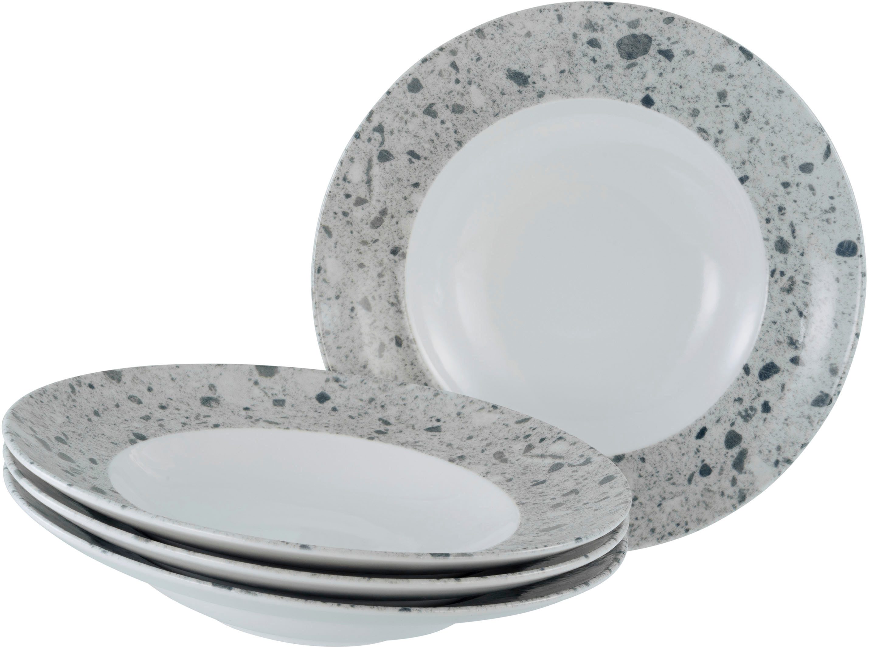 creaTable Pastateller Stone Collection Florenz, Teller Set, 4-tlg., (4 St), Italienische Eleganz, Vielseitig einsetzbar