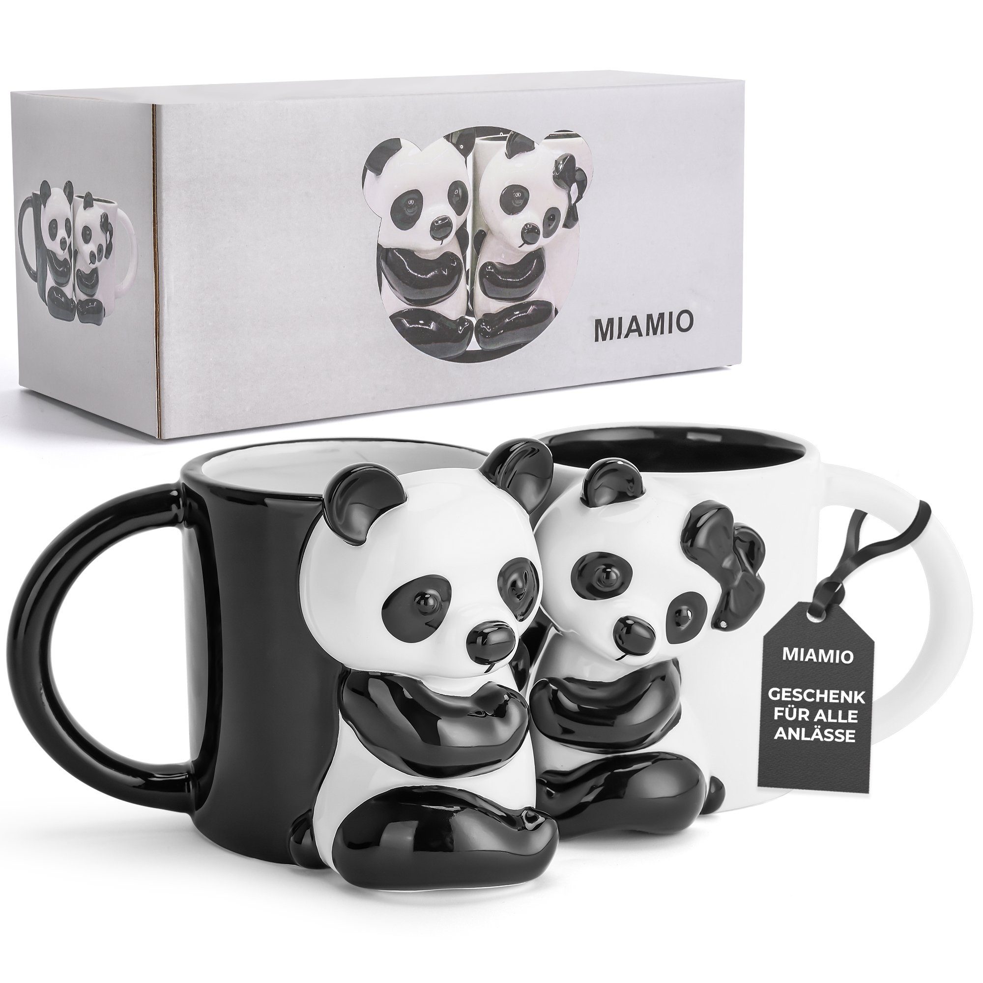 MiaMio Tasse Panda Keramik Tasse 400ml 3D Becher Tier für Kaffee und Tee Liebhaber