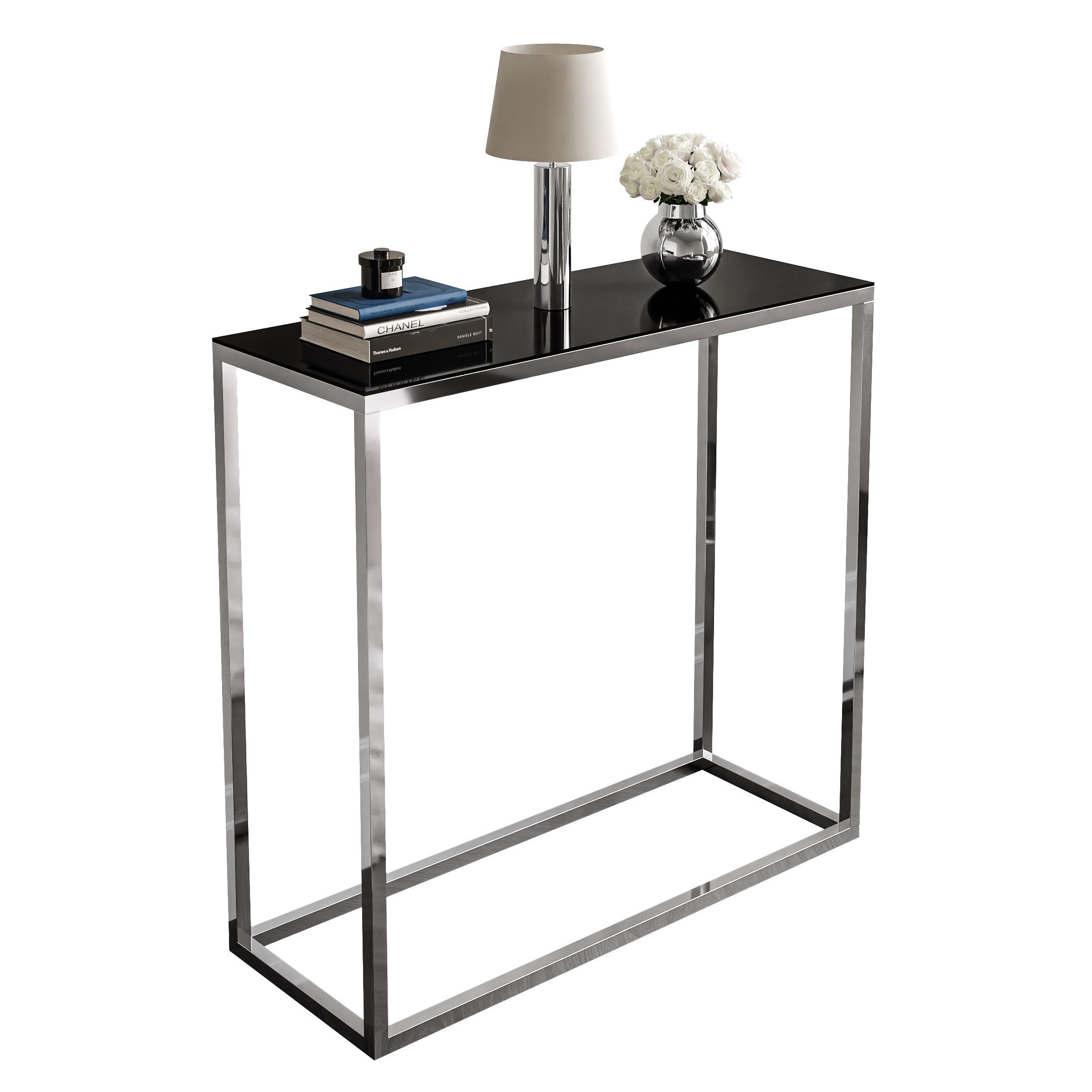 Lookway Konsolentisch MODERN GLASS mit silberfarbenem, verchromtem Gestell (1x Konsole), Breite: 80/100 cm