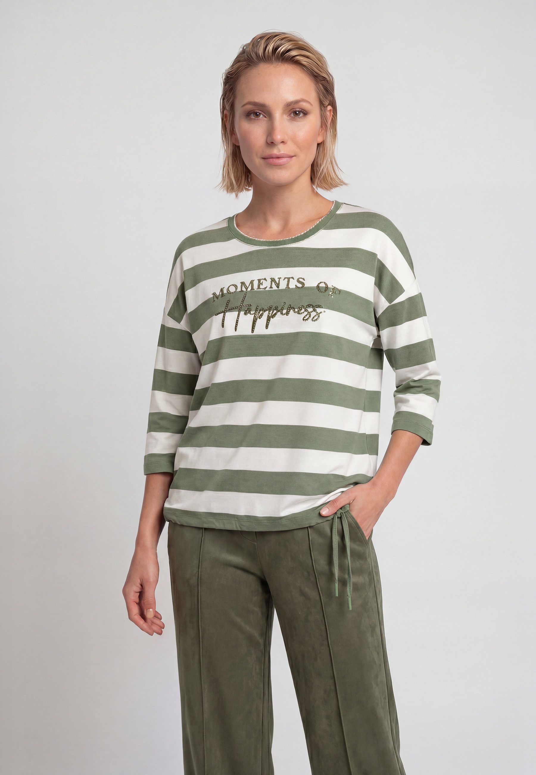 Olsen T-Shirt mit dekorativem Streifendruck