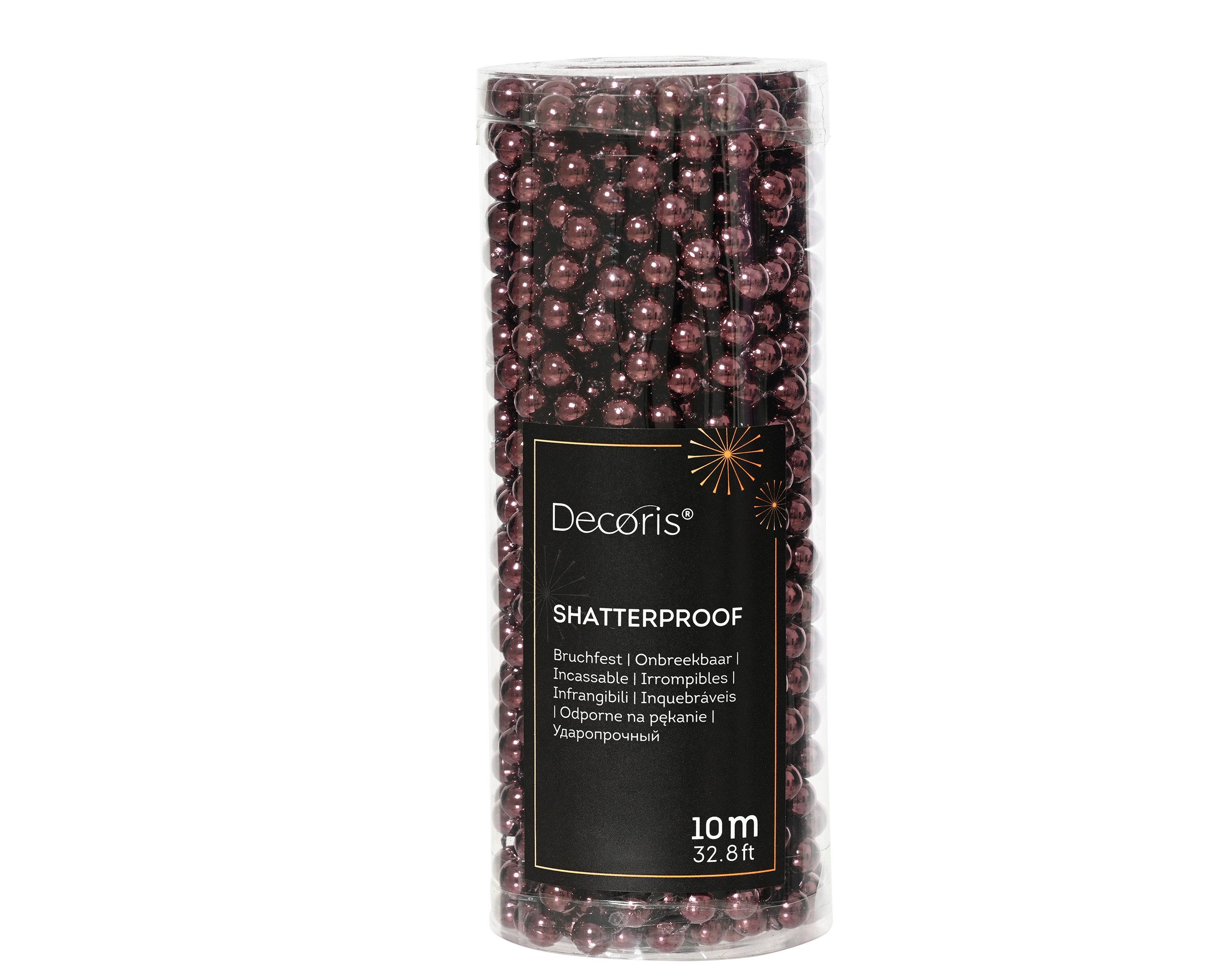 Kaemingk Christbaumschmuck, Perlenkette 8mm x 10m Kunststoff - Dunkel Mauve