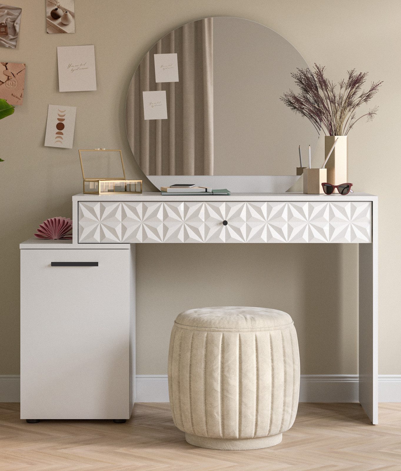 Inn.Furn Schminktisch Relief (Schminkkommode in weiß, günstig online kaufen