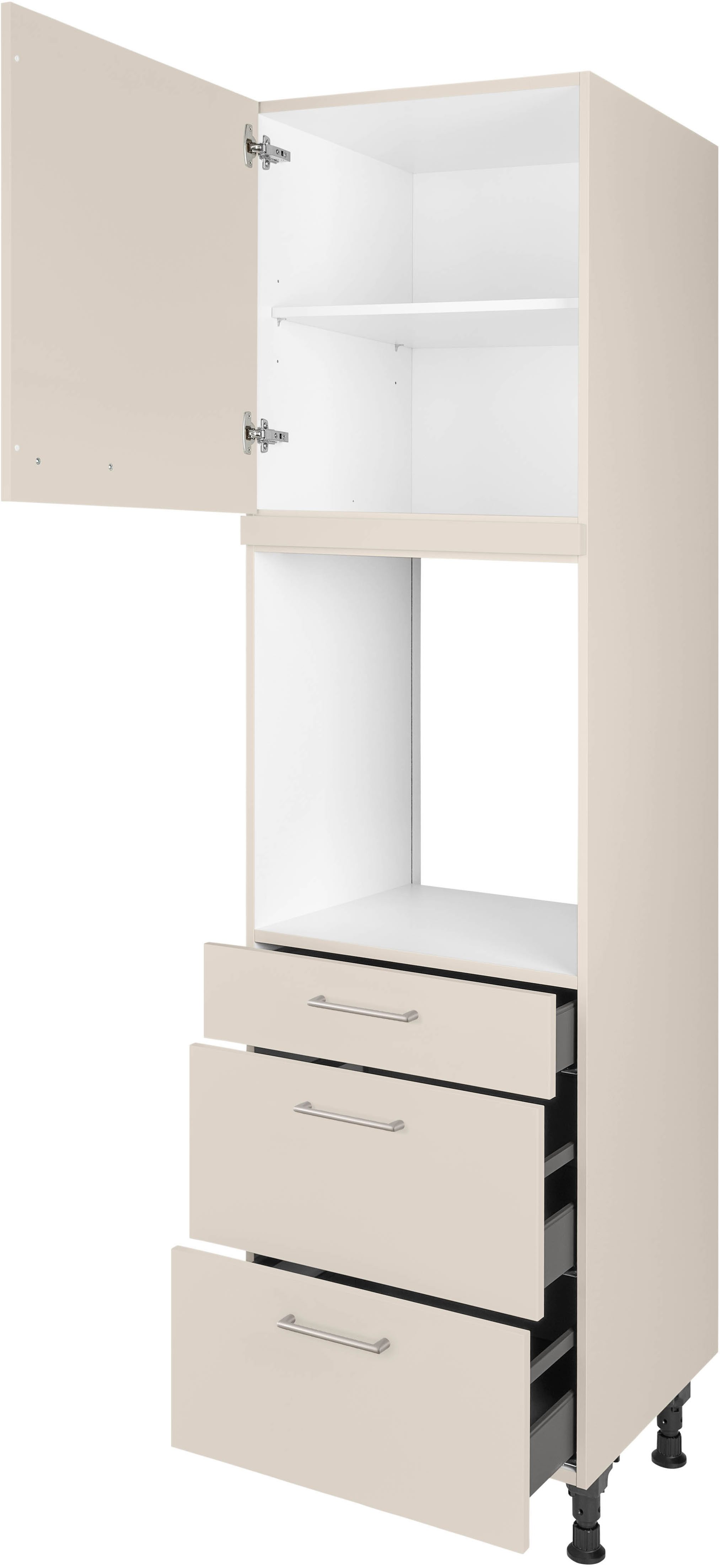 nobilia® Backofenumbauschrank "Laser", Ausrichtung wählbar, mit Schublade und zwei Auszügen und einer Tür, vormontiert, Breite/Höhe: 60/216,6 cm