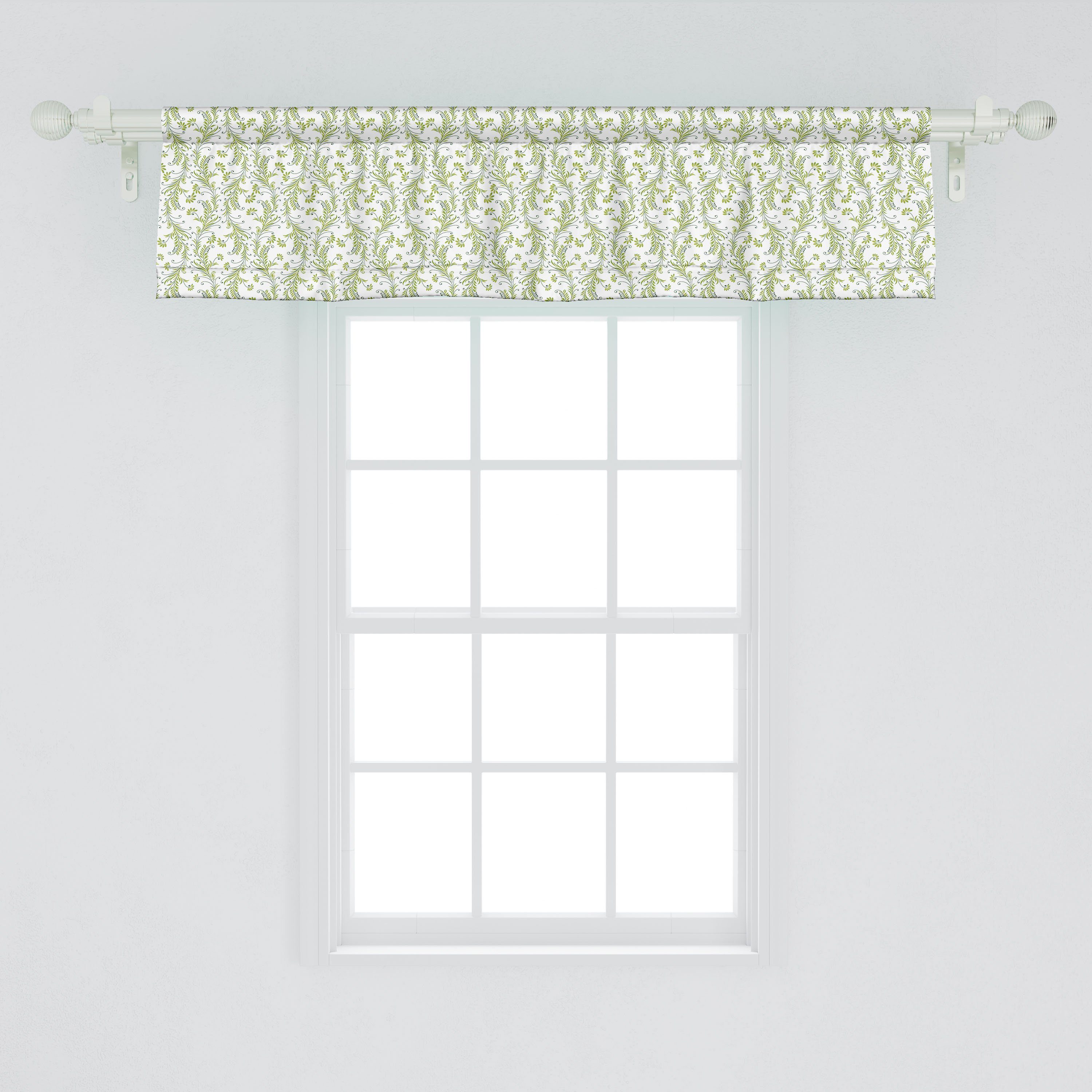 Scheibengardine Vorhang Volant für Küche Microfaser, Abakuhaus, mit Paisley Blatt-Strudel-Blumen Alte Schlafzimmer Stangentasche, Dekor