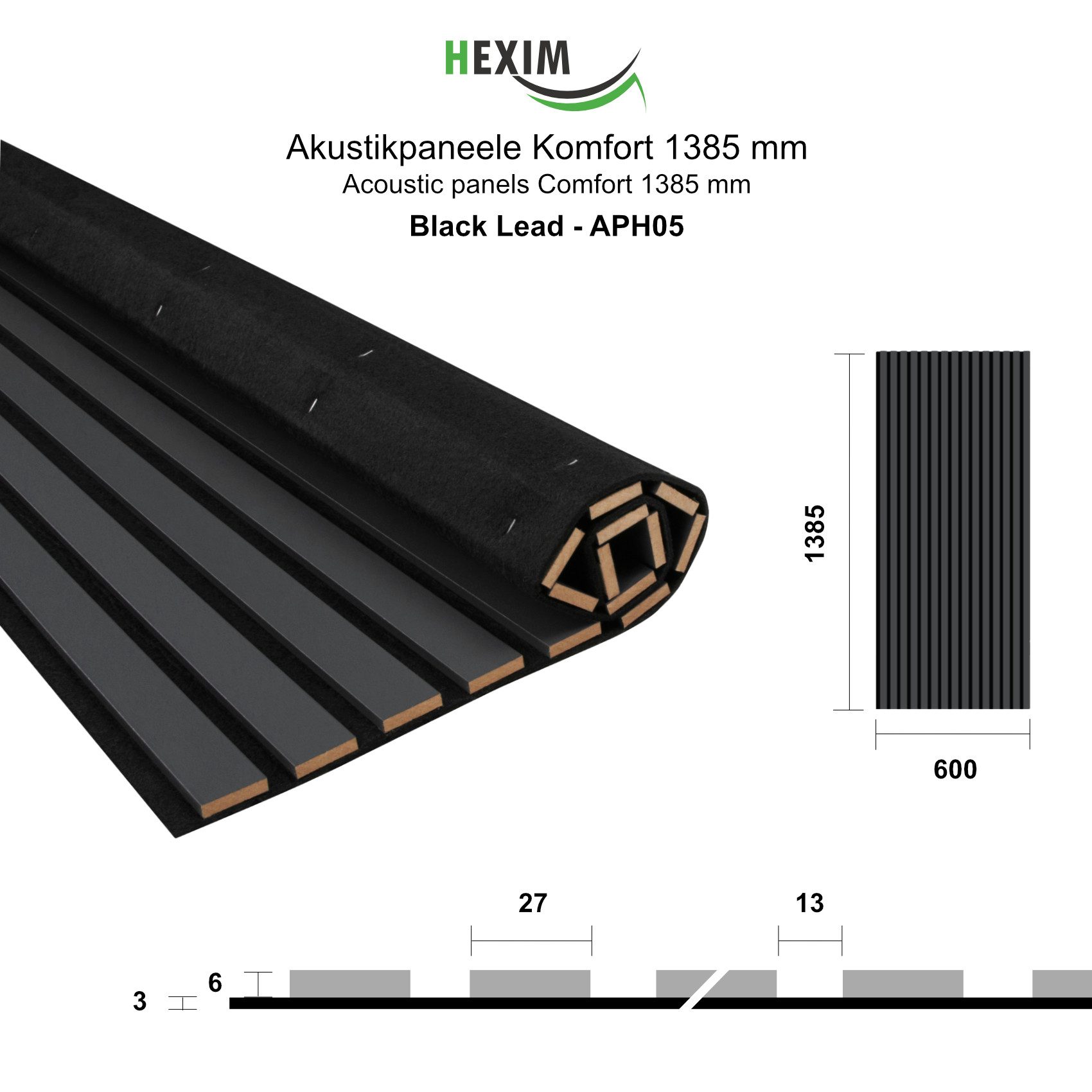 Hexim Wanddekoobjekt APH05 (Akustikpaneele 138,5x60cm Holz Comfort - flexib günstig online kaufen