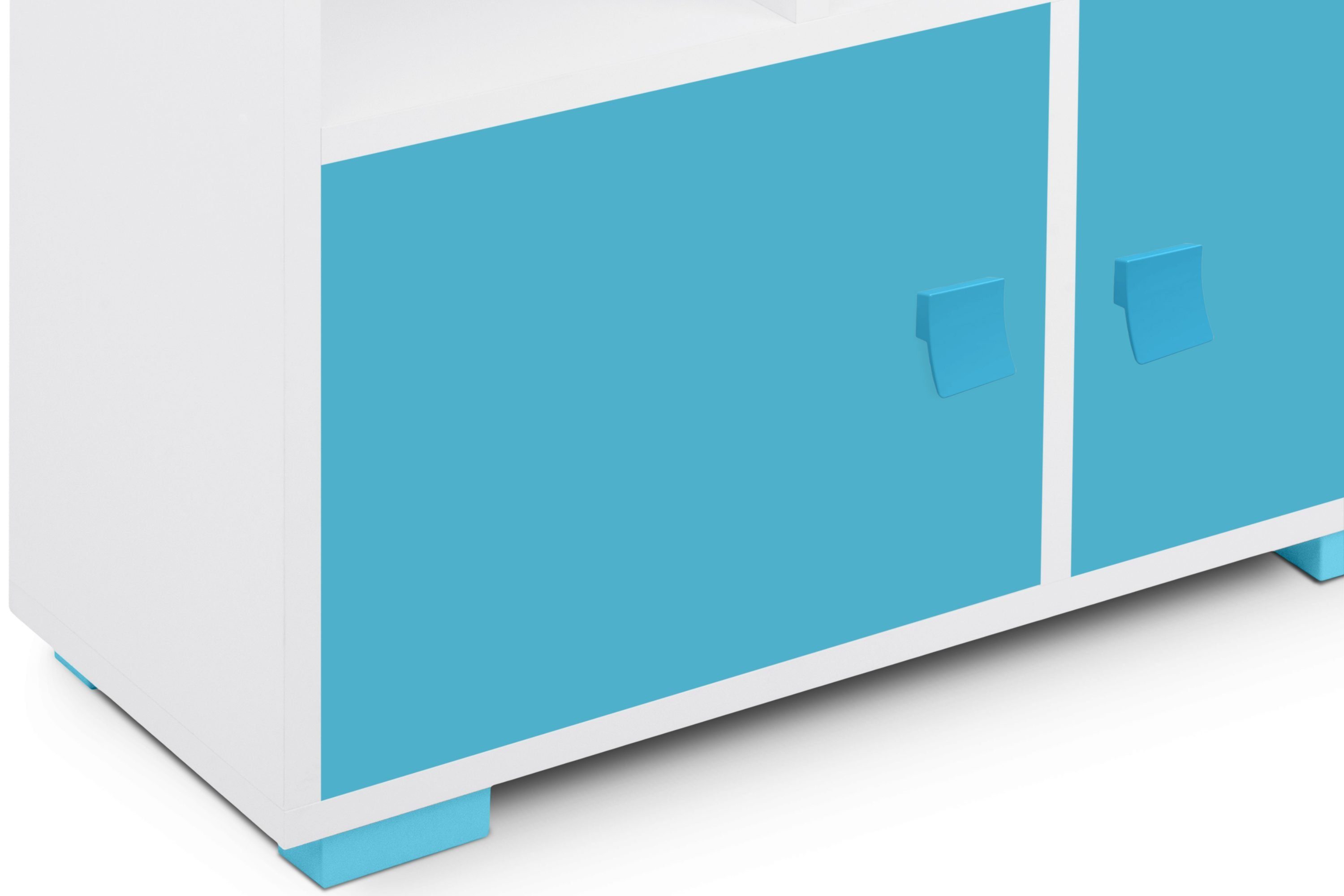 Türen mit Konsimo Kinderregal Tür, Hausform, Bücherregal in Pastellfarben PABIS, weiß/blau mit Bücherregal