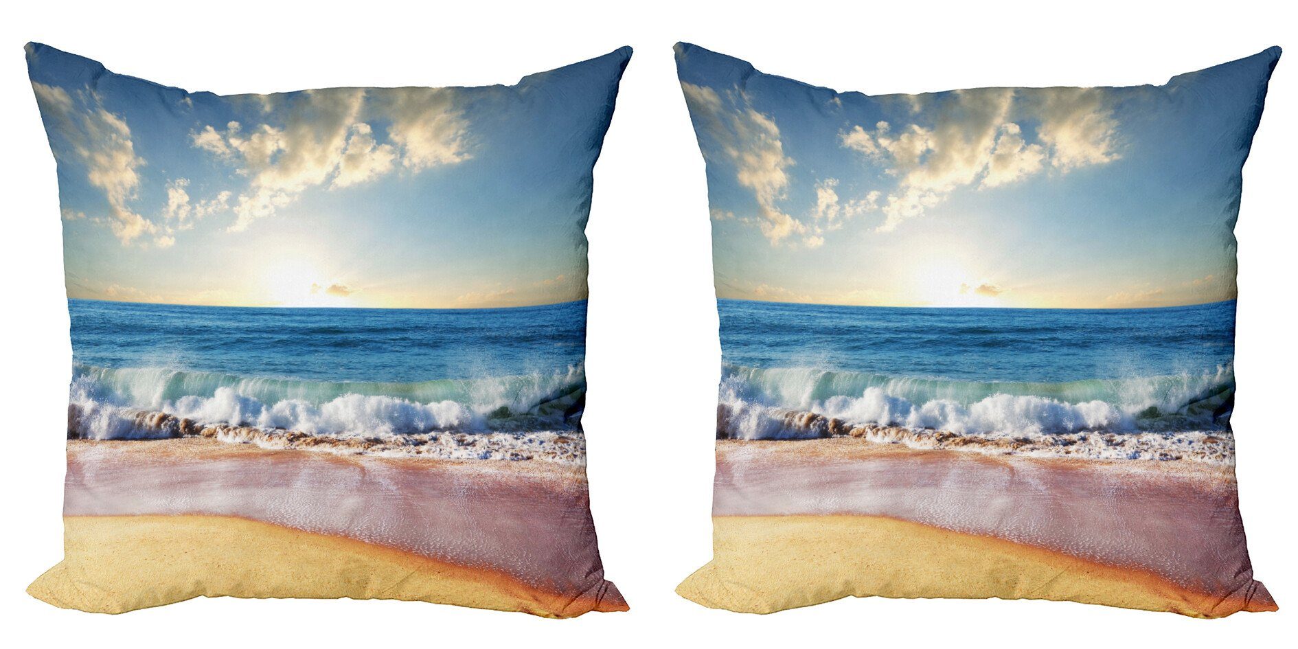 Kissenbezüge Modern Accent Doppelseitiger Digitaldruck, Abakuhaus (2 Stück), Seestück Sommer-Tag-Küste und Meer