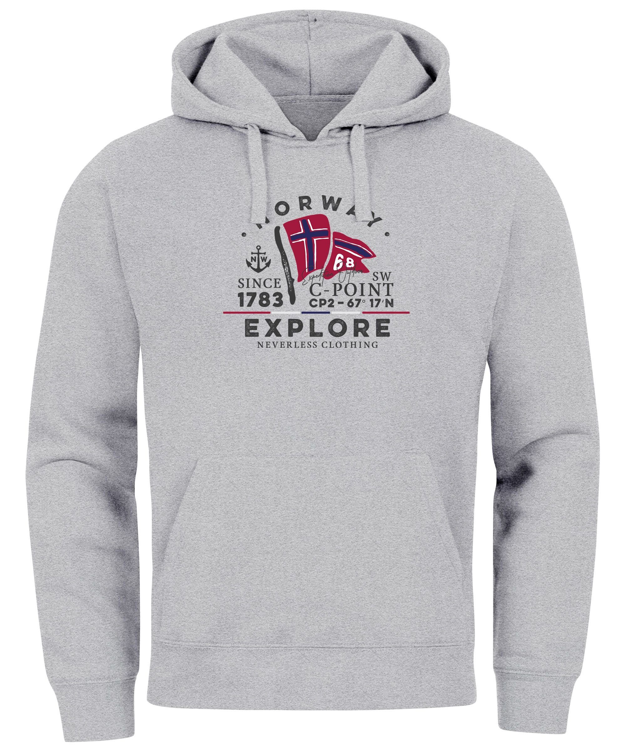 Neverless Hoodie Hoodie Herren Norway Explore norwegische Flagge Norwegen günstig online kaufen