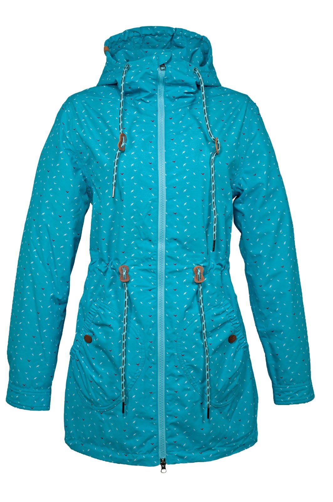 Brigg Regenjacke Damen Wetterjacke Lizzy Möwen-Print - Outdoor-Jacke Maritim mit Kapuze