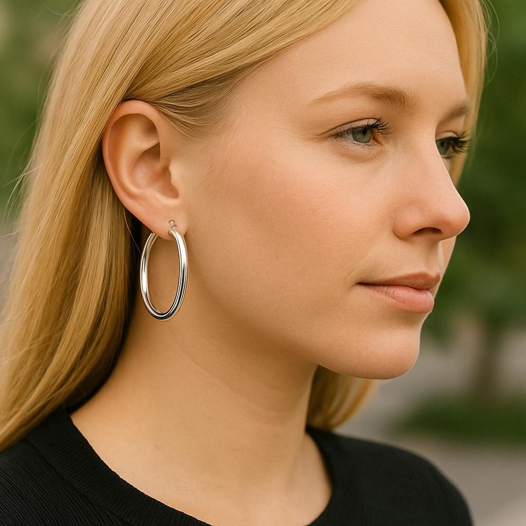 Taffstyle Paar Creolen Stylische Ohrringe 925 Sterling Silber Damen Ohrschmuck (Elegante 925 Silber Ohrringe für Frauen - Geschenk zum Geburtstag, Weihnachten, Valentinstag, Muttertag)