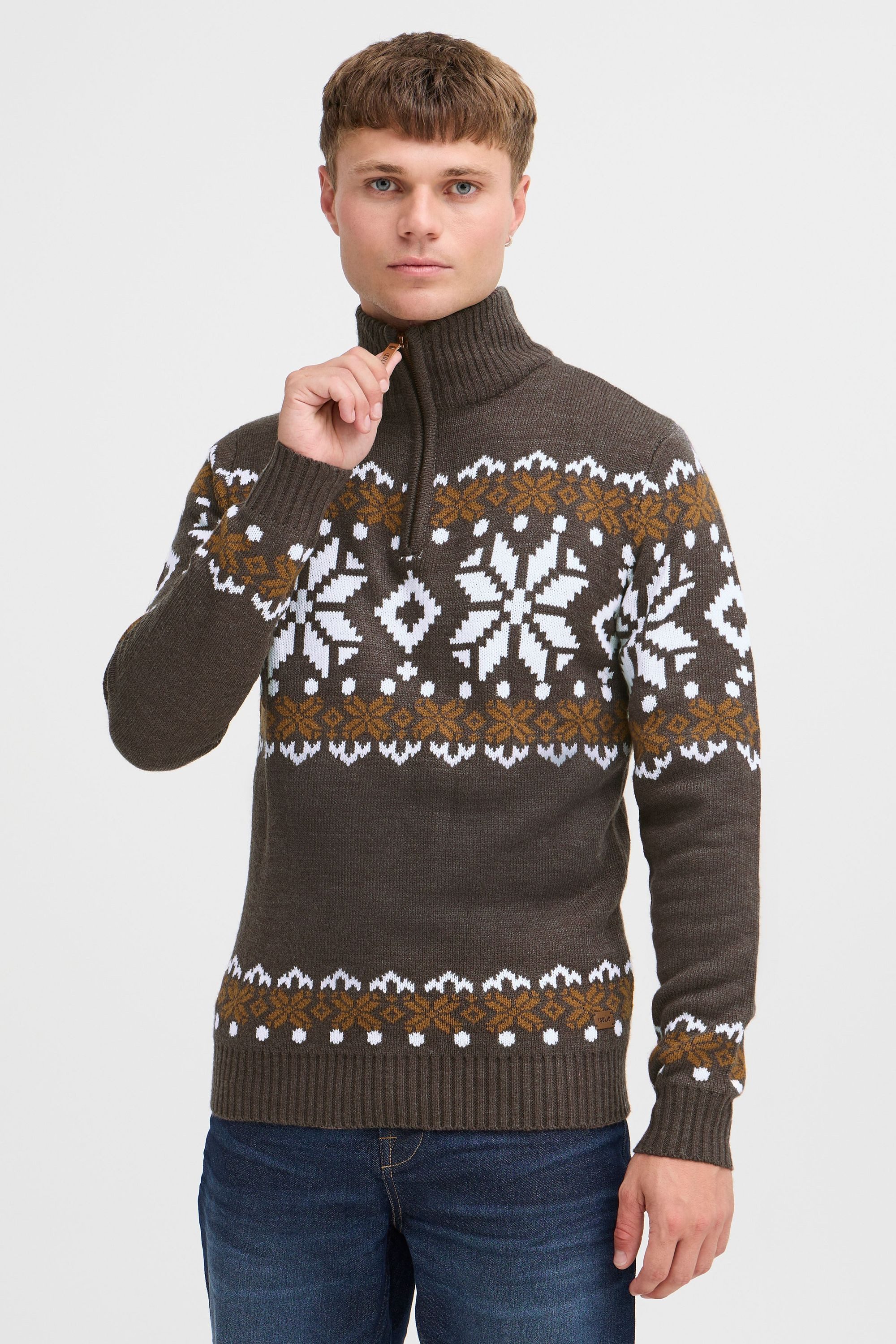 !Solid Troyer SDNorwin Strickpulli mit Norweger Strickmuster