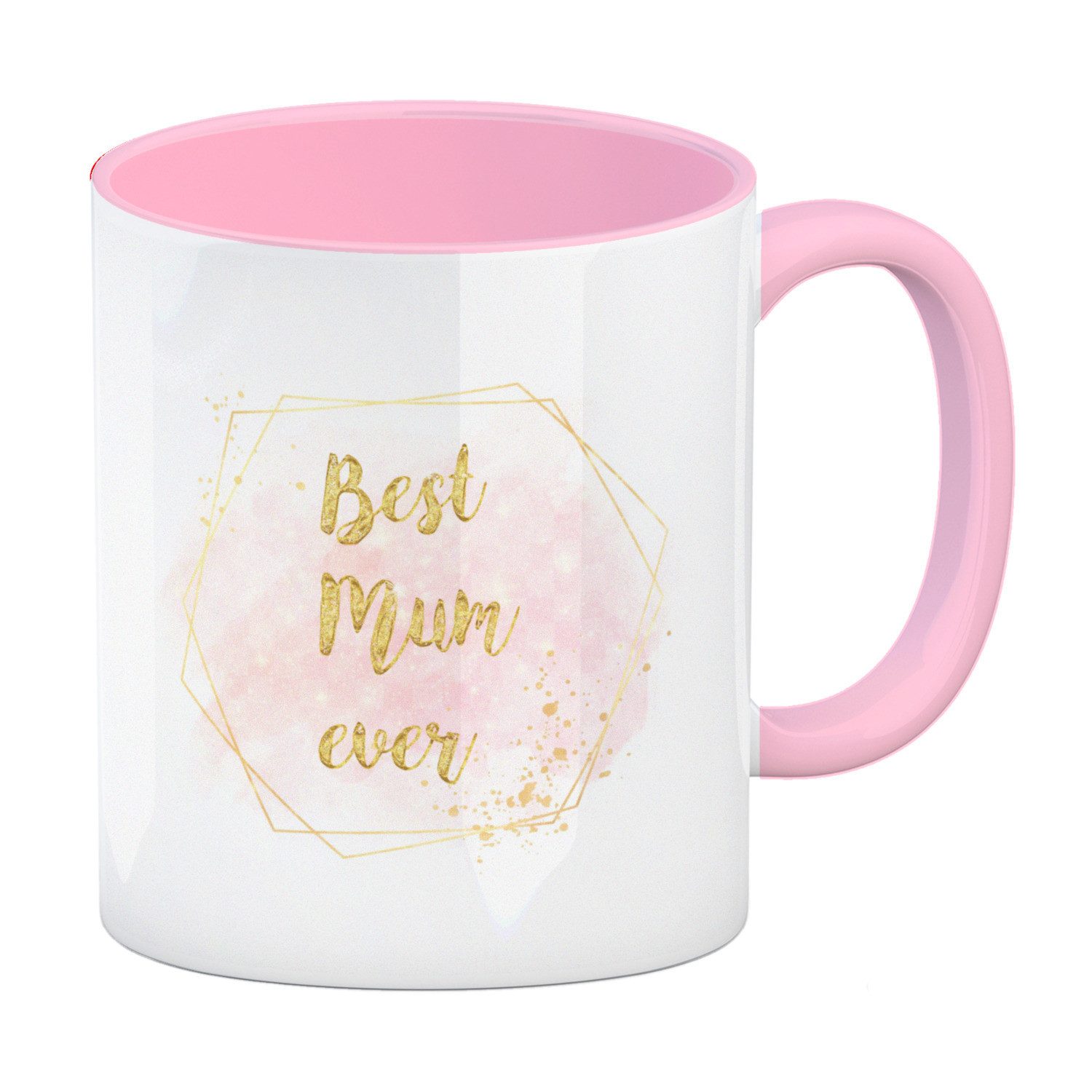 Tasse Best Mom ever Kaffeebecher Rosa als Geschenk zum Muttertag