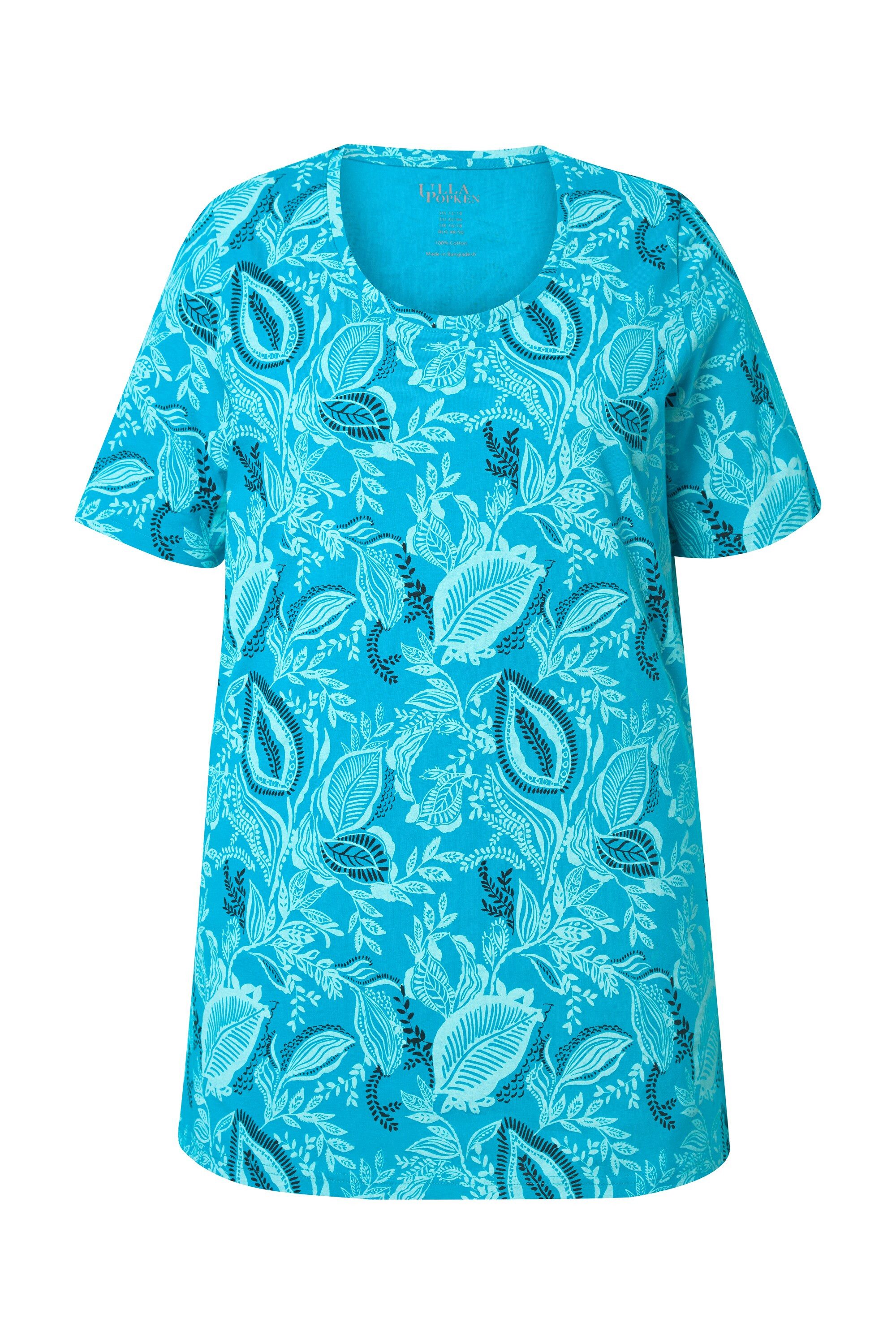 Ulla Popken Longshirt Longshirt A-Linie Rundhalsausschnitt Halbarm günstig online kaufen