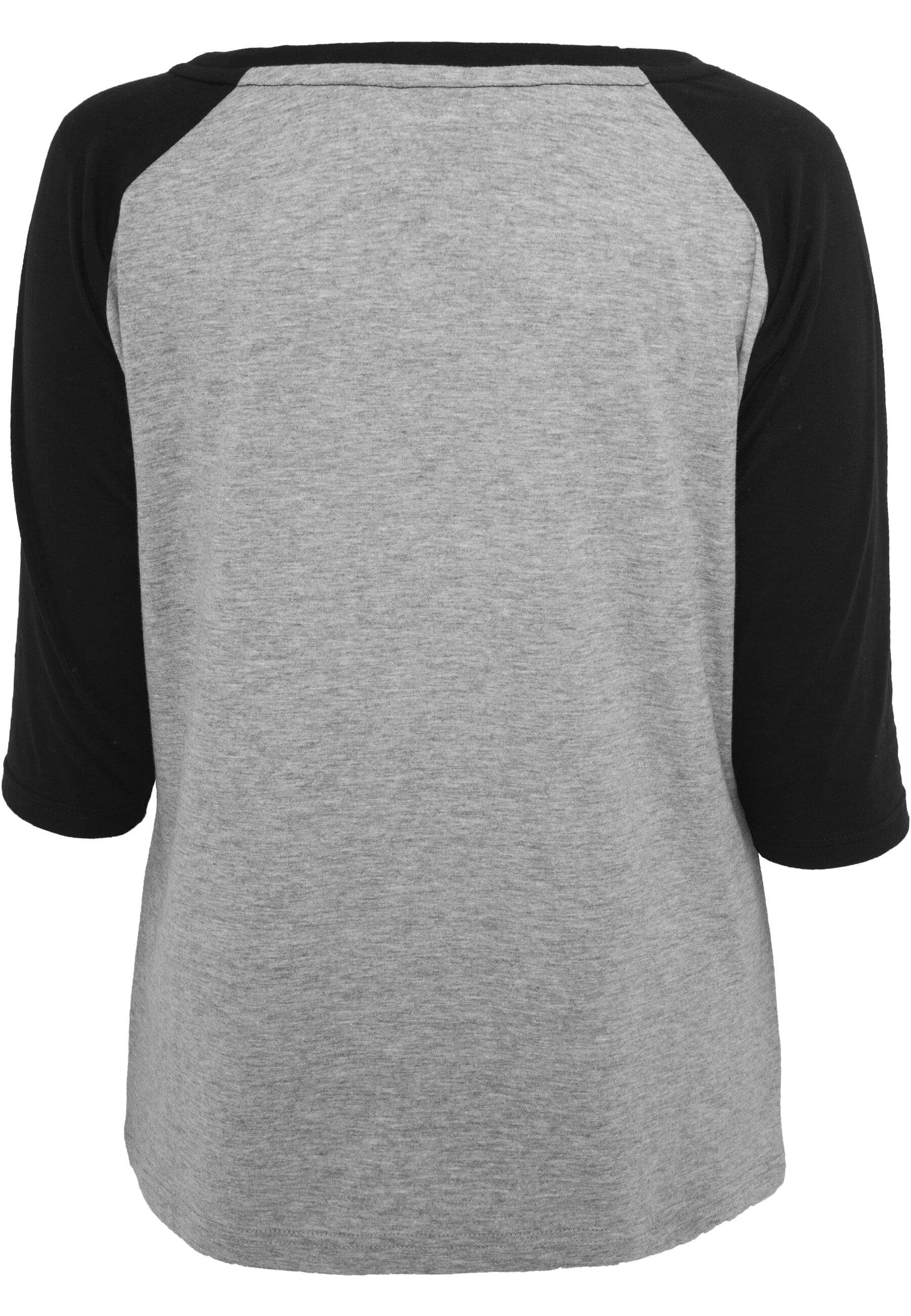 URBAN CLASSICS Kurzarmshirt Tee Damen grey/black (1-tlg) Ladies Contrast Raglan 3/4