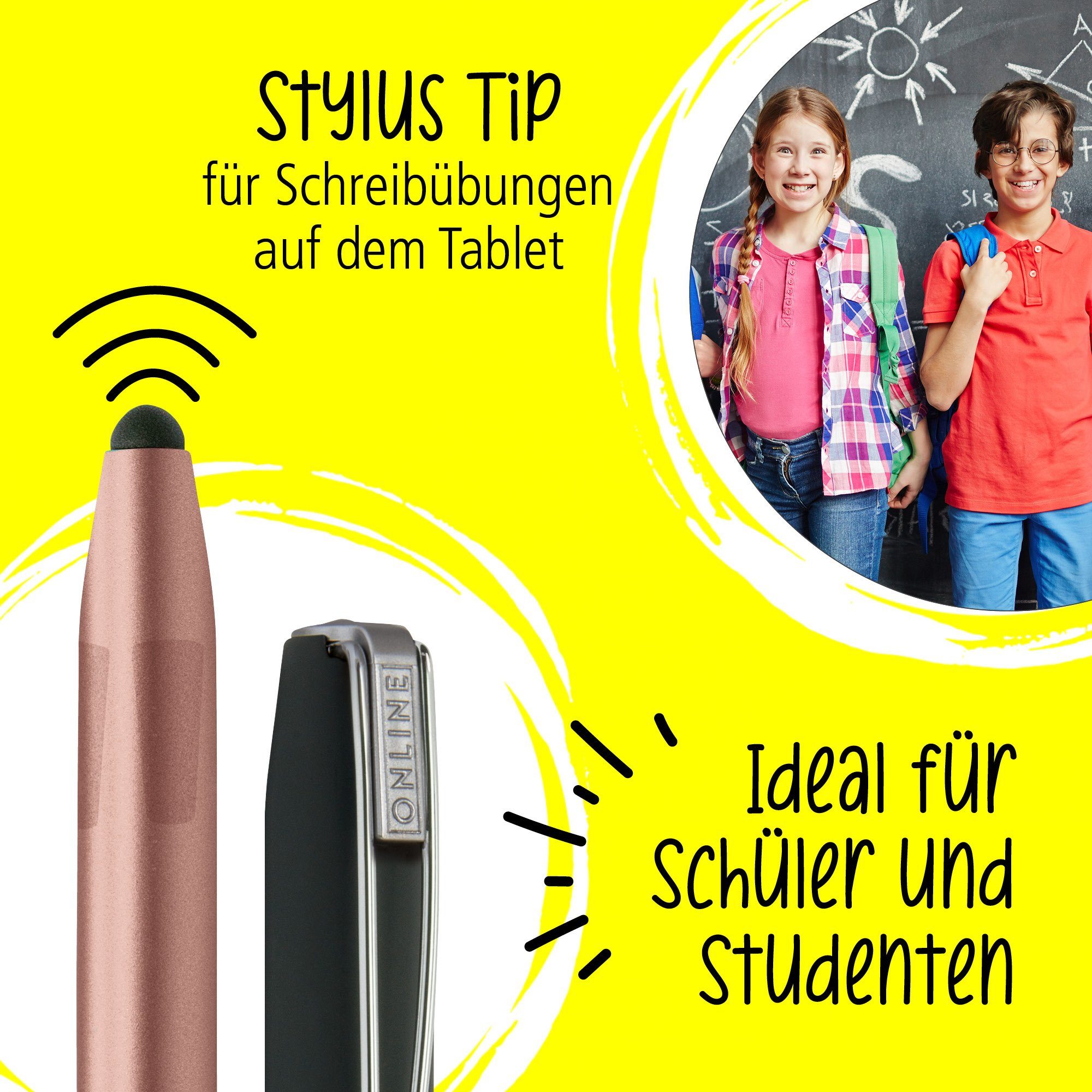 Schule, ideal für Füller ergonomisch, Pen die Online Plus, mit Rosegold Switch Stylus-Tip
