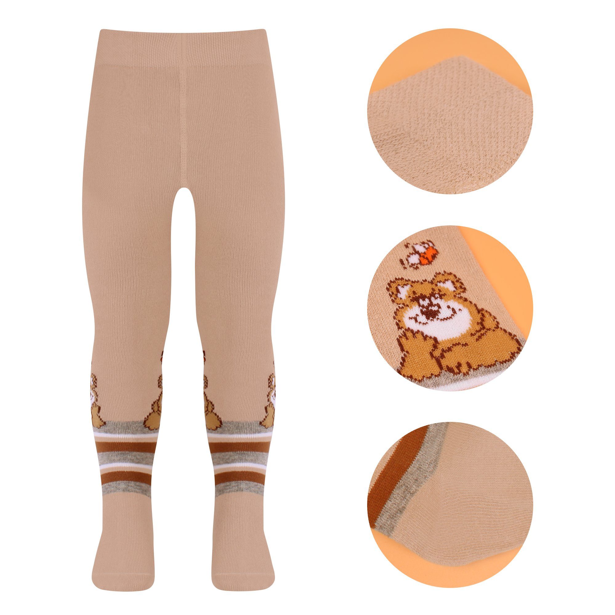 L&K-II Strumpfhose 2760 (4er-Pack) Babystrumpfhose für Baby Jungen mit Hund Löwen Affen Bären Motiv