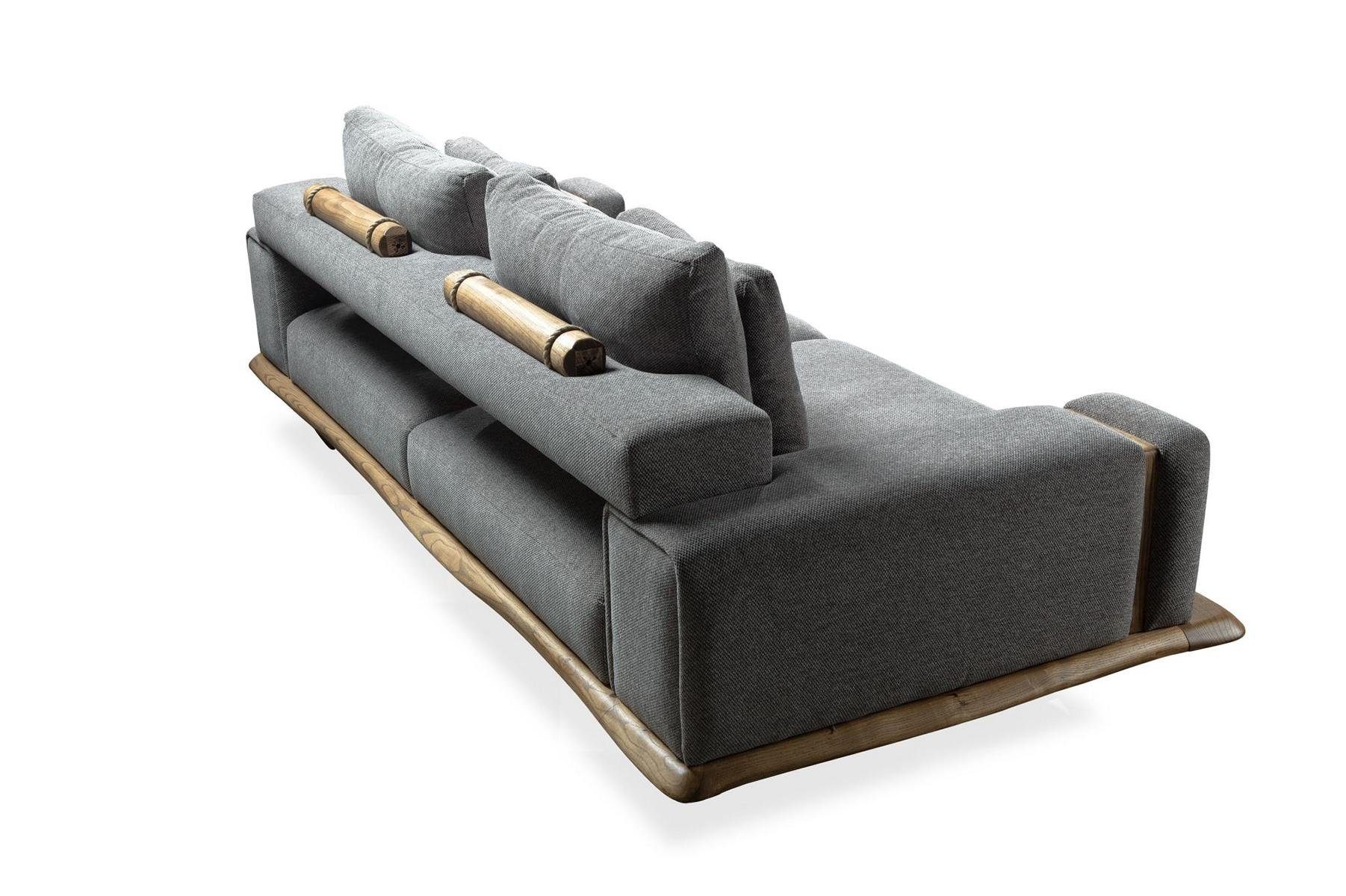 JVmoebel Sofa, Elegante Loft Couch Hütten Sofa Landhaus Couchen Textil Big 250cm Grau