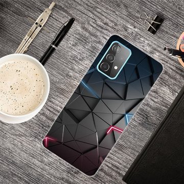 Wigento Handyhülle Für Samsung Galaxy A32 5G Silikon Case TPU Dark Blocks Schutz Muster Tasche Hülle Cover Etuis
