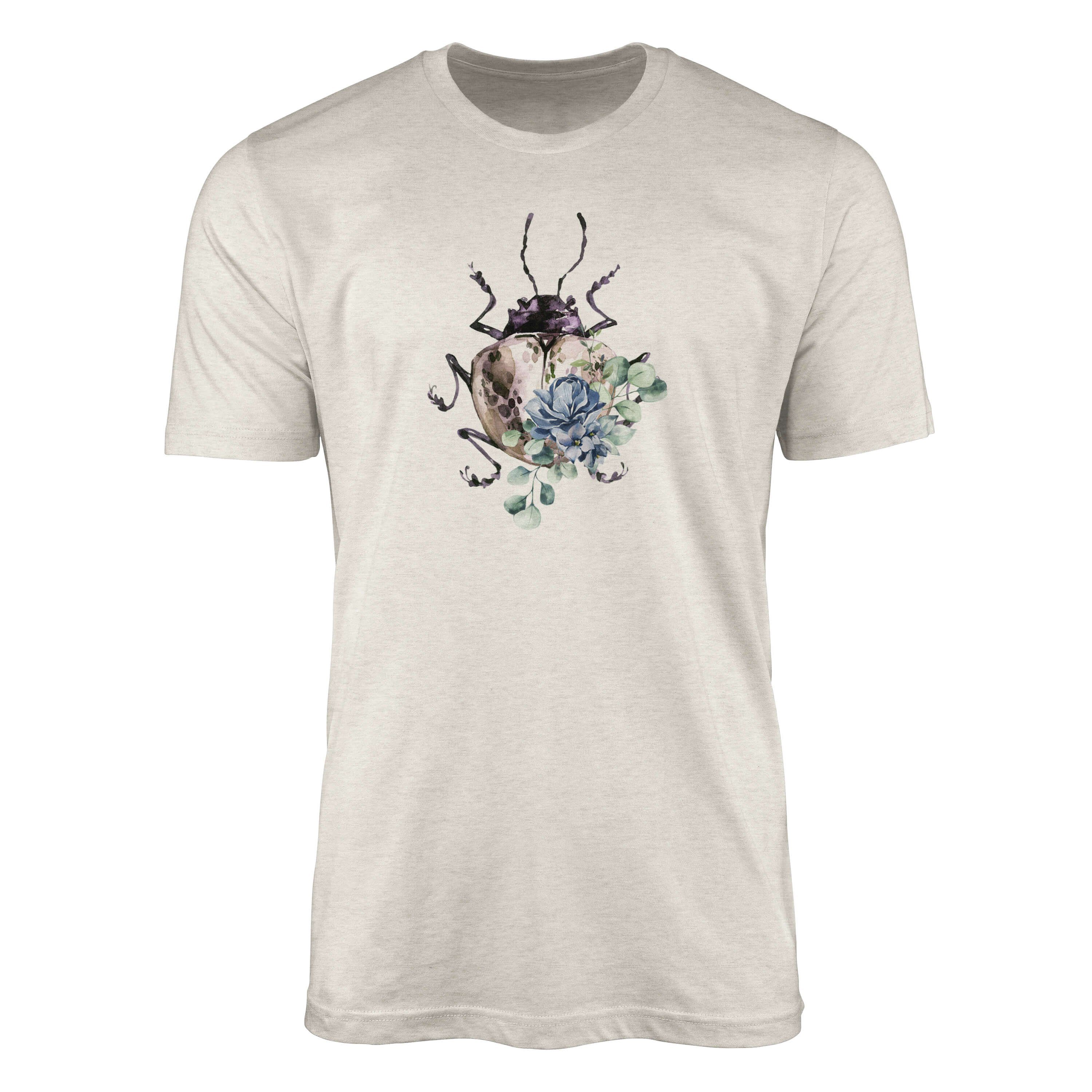 T-Shirt Art Nachhaltig T-Shirt Aquarell Motiv Sinus (1-tlg) Bio-Baumwolle Shirt 100% Farbe Organic Herren Käfer Ökomode