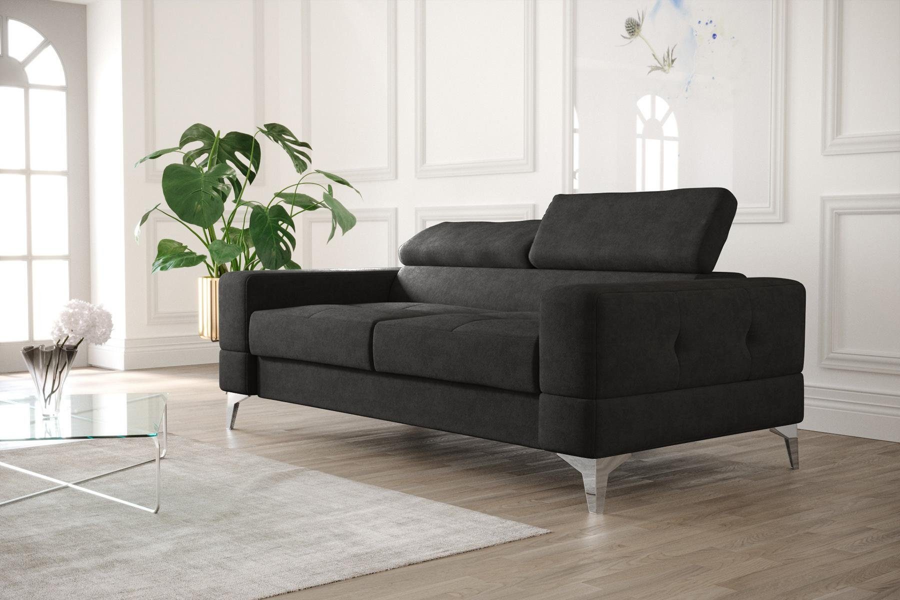 JVmoebel Sofa Schwarzer Zweisitzer Luxus Couch Moderne Wohnzimmer Sitzmöbel, Made in Europe