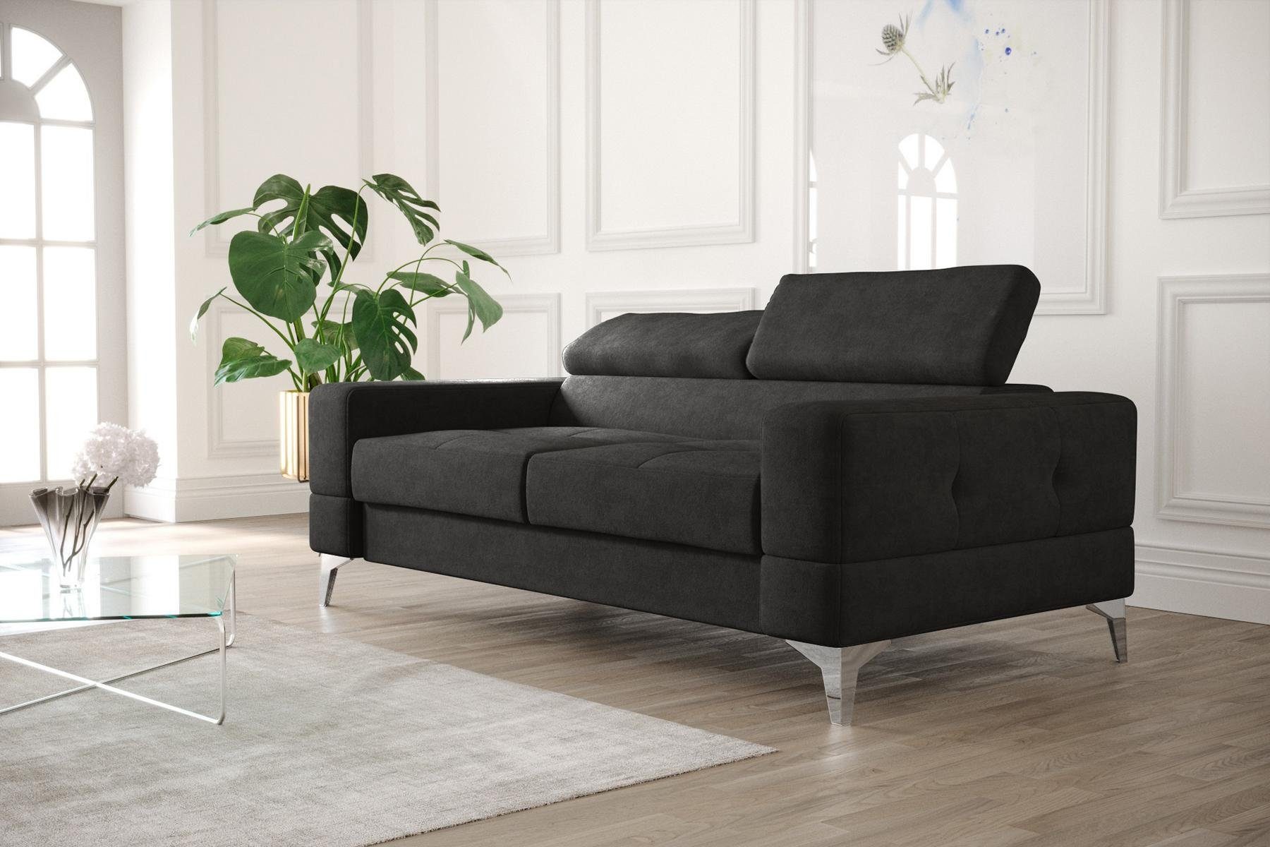 JVmoebel Sofa Schwarzer Zweisitzer Luxus Couch Moderne Wohnzimmer