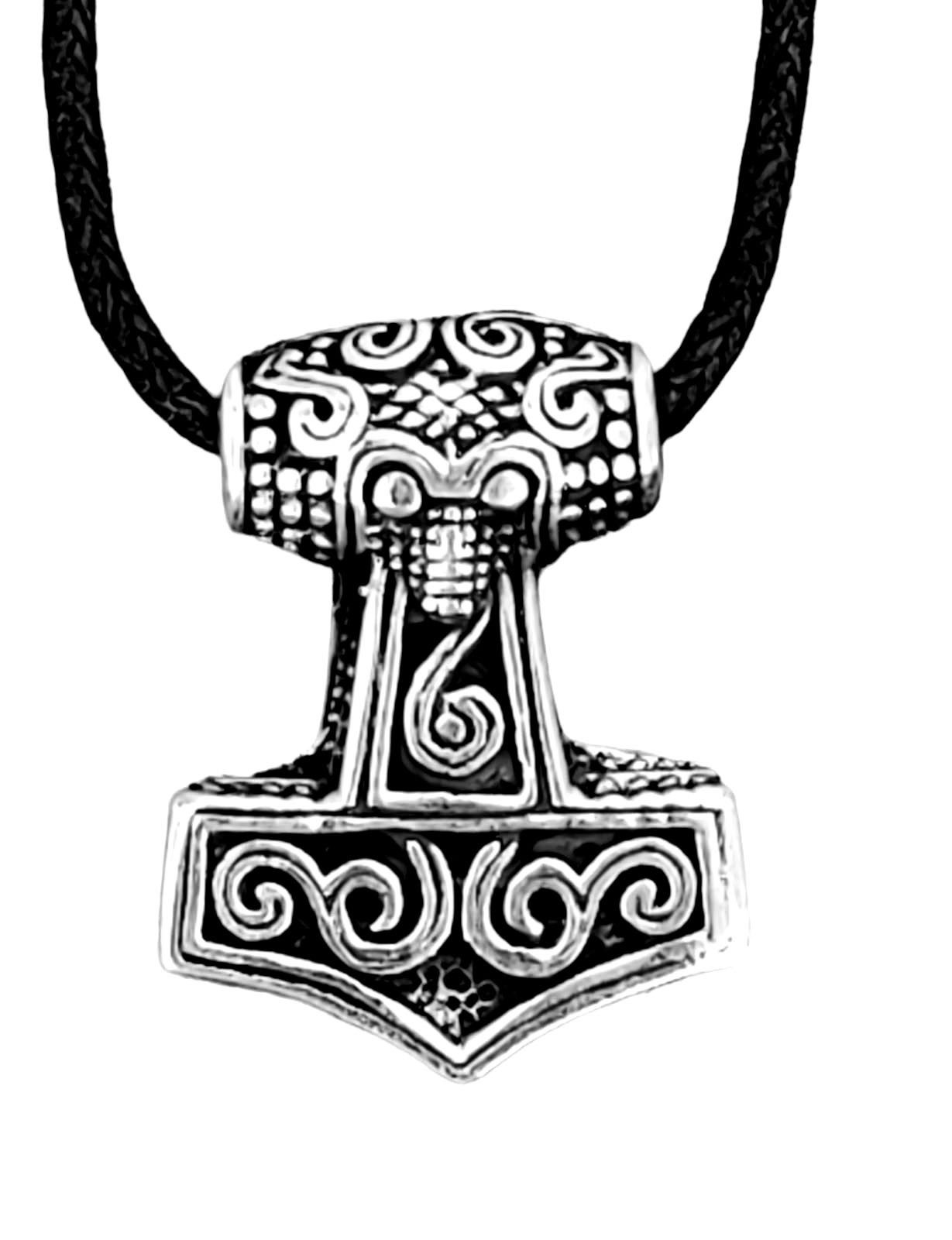 Kiss of Leather Kettenanhänger Thorshammer 925 Silber Anhänger Thor Schonen Hammer massiv