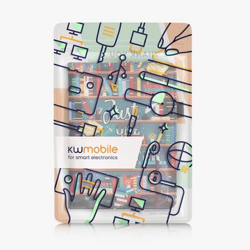 kwmobile E-Reader-Hülle Flip Schutzhülle für Amazon Kindle Paperwhite 11. Generation 2021, Handschlaufe - Cover Bibliothek Motto Design